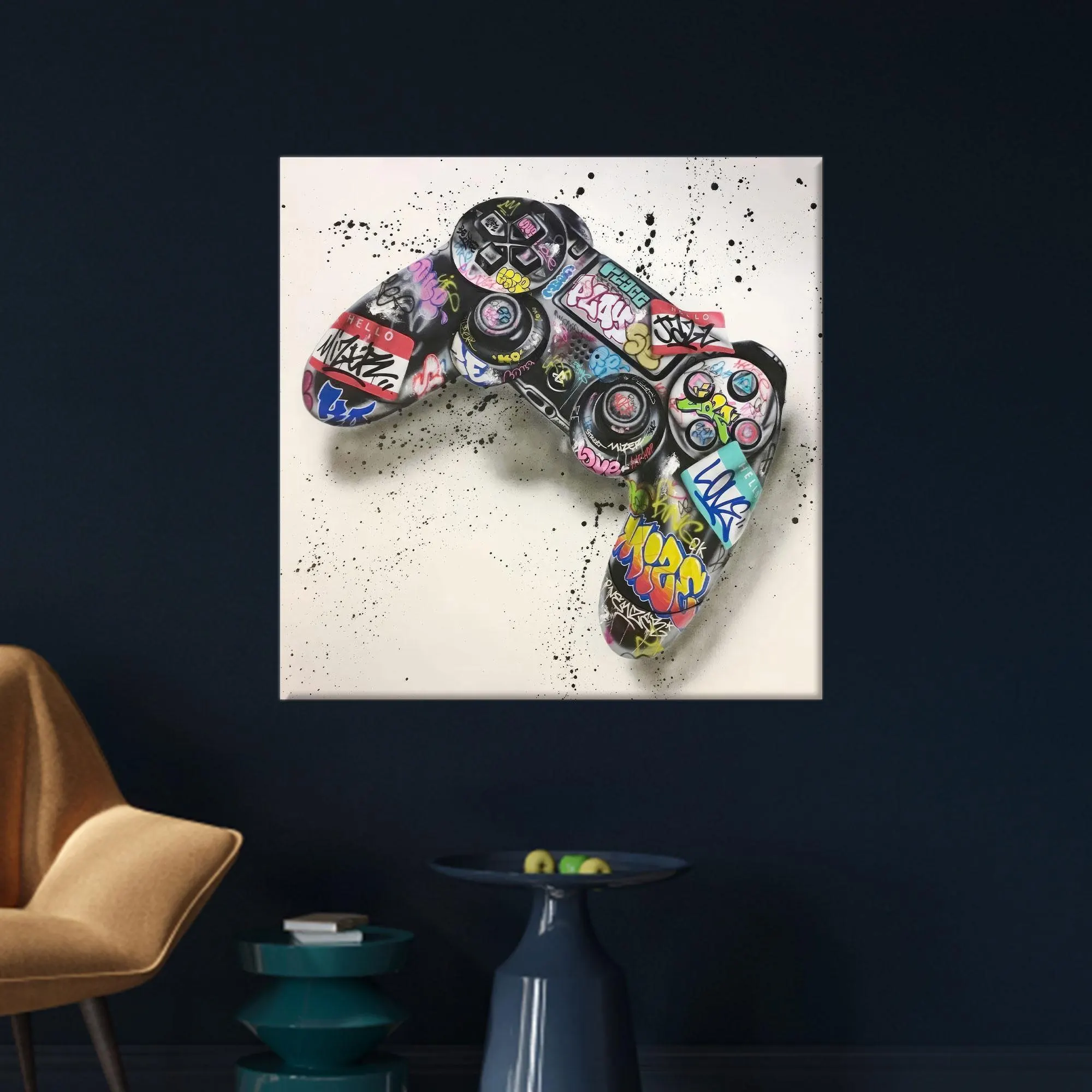Graffiti Game Controller Canvas Art: Street Style Gamer Room Decor - image 2