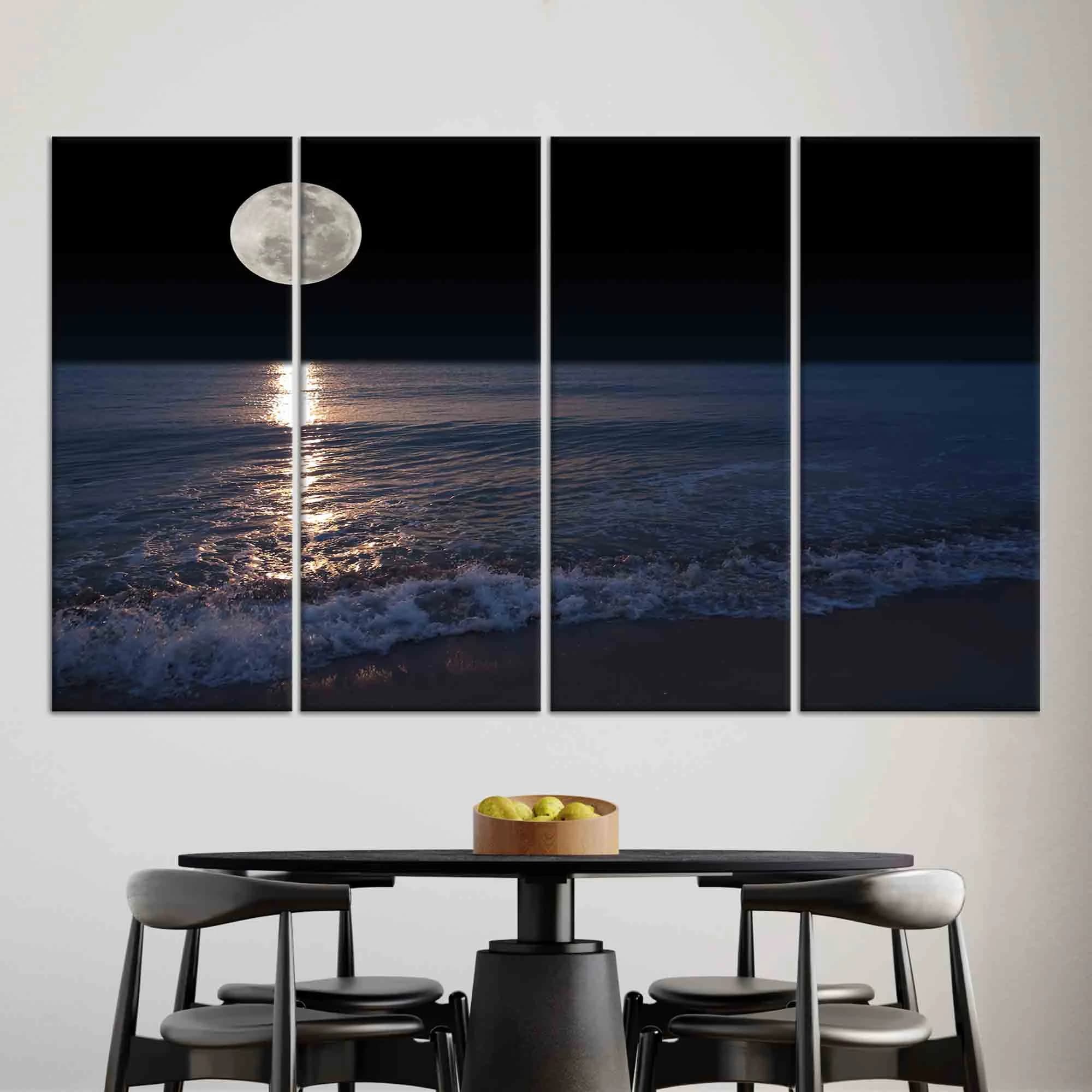 Full Moon Seascape Canvas Print: Night Landscape Wall Art - image 4