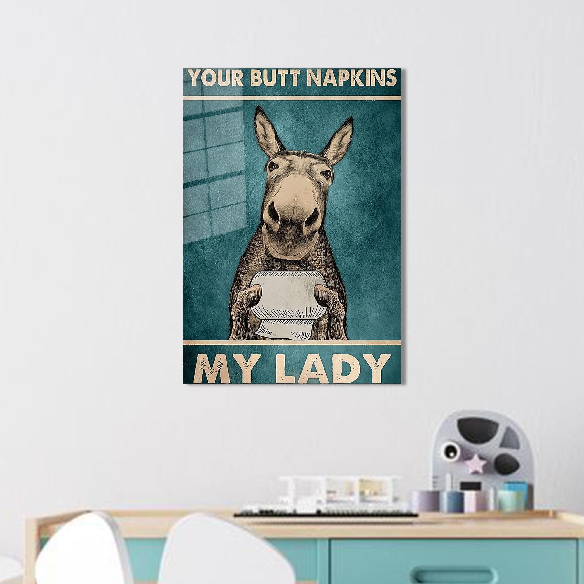 Donkey "Butt Napkins My Lady" Bathroom Canvas Art Print