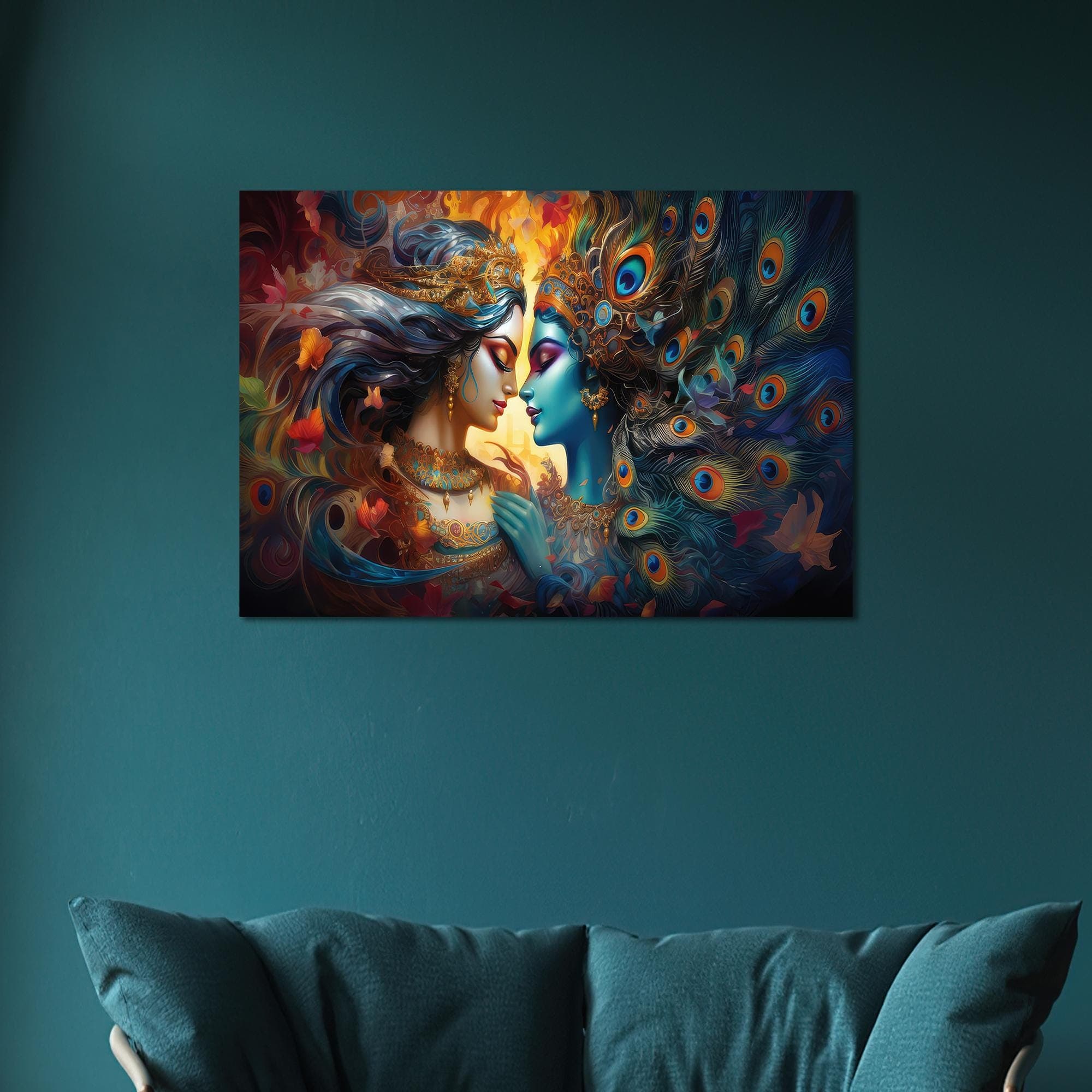 Krishna Radha Canvas Wall Art: Hindu Decor - image 3