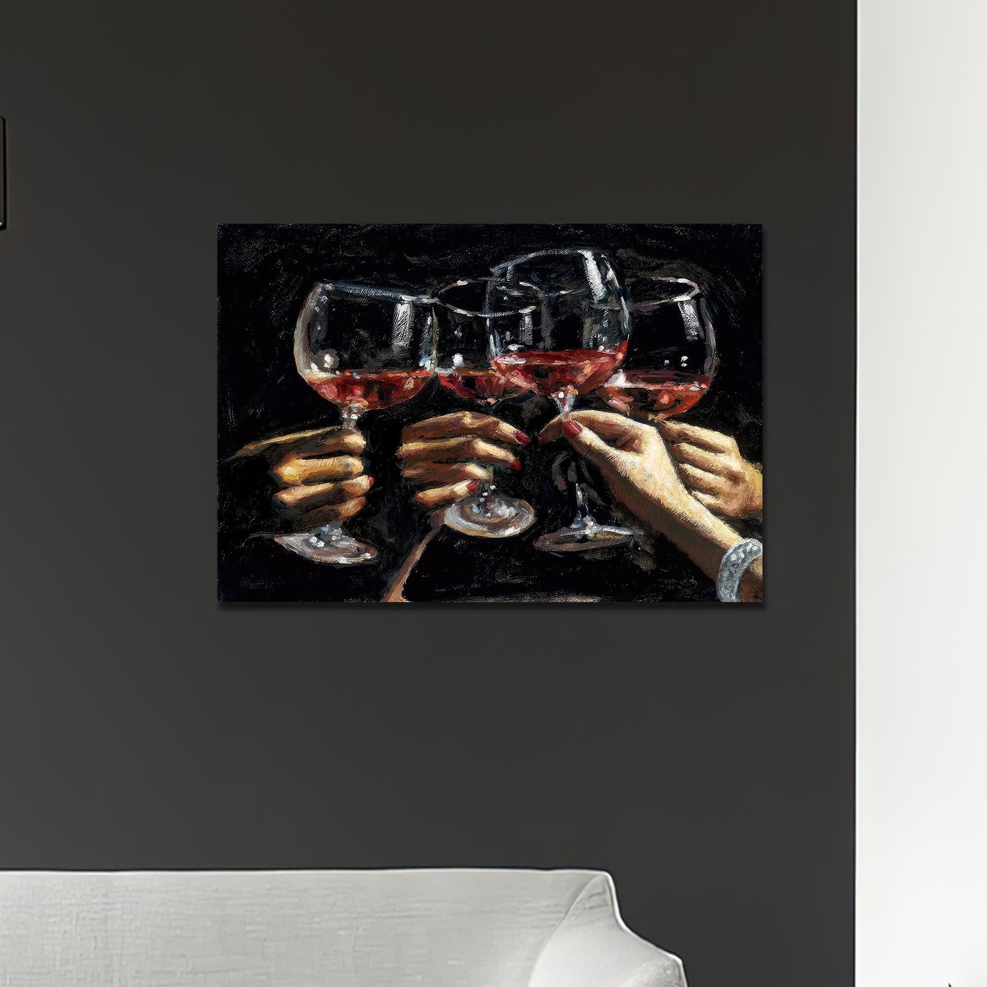 Wine Glasses Cheers Canvas Wall Art: Modern Kitchen Decor
