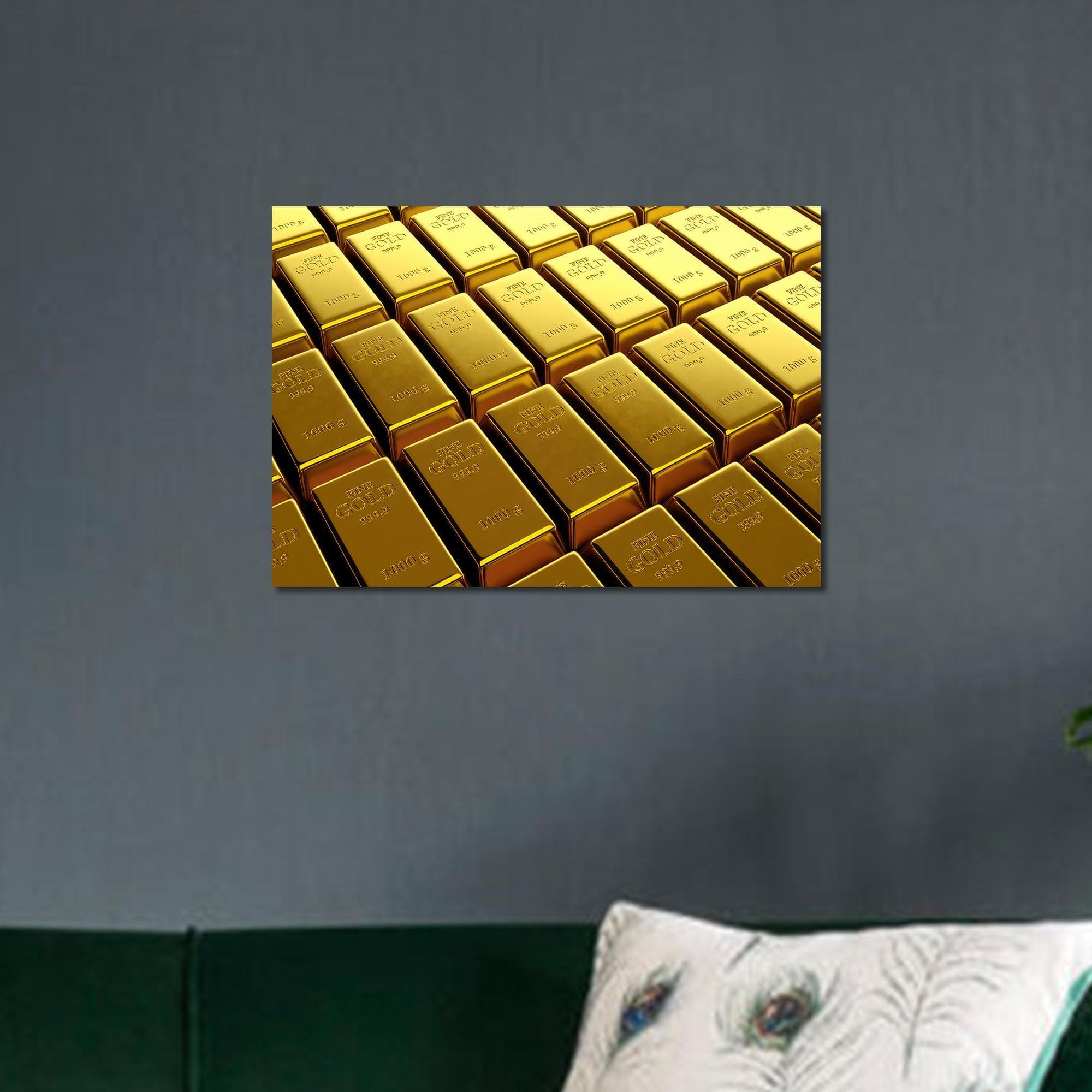 Gold Bars Tempered Glass Print: Modern Office Wall Art - image 3
