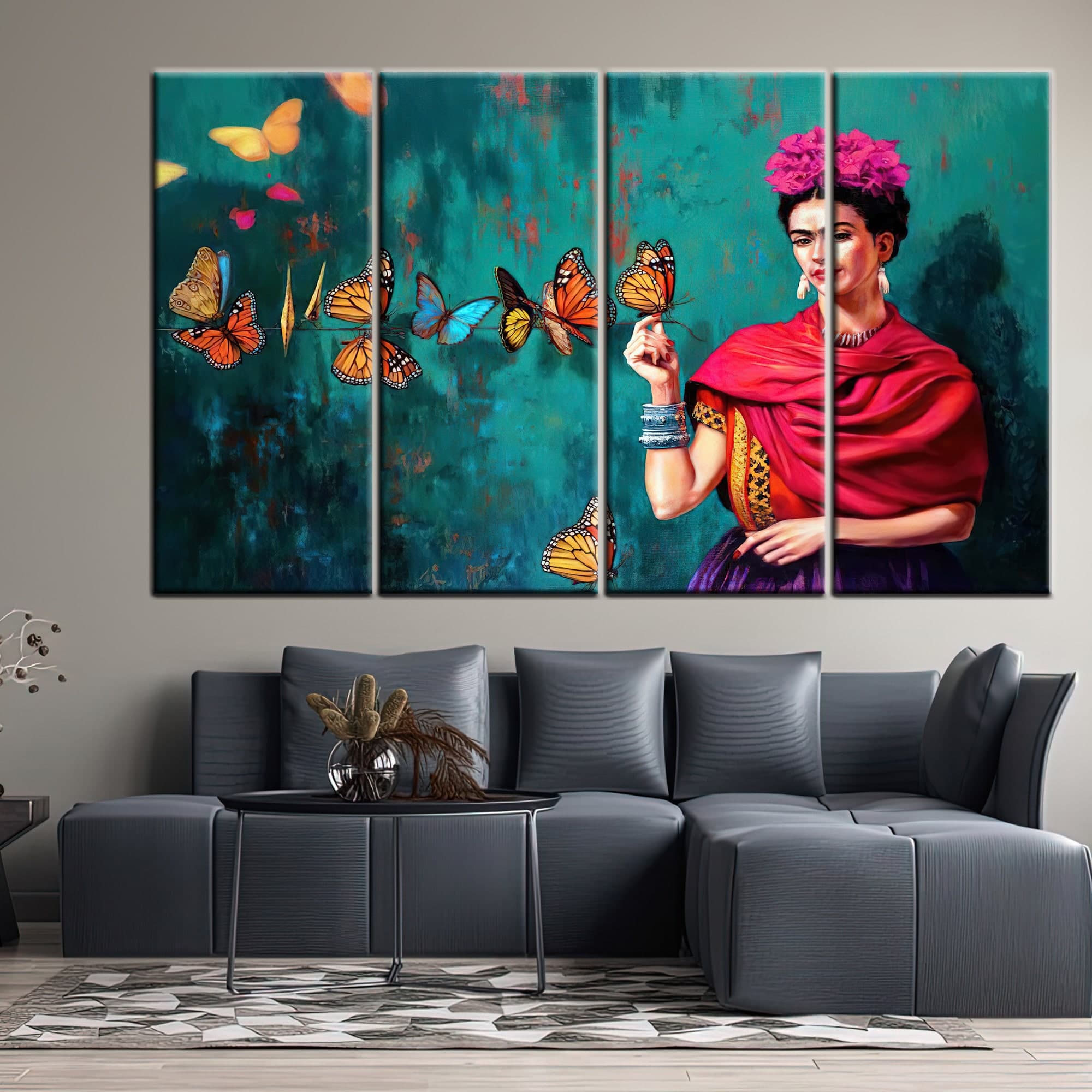 Frida Kahlo Butterfly Canvas Art: Woman Portrait Wall Decor - image 5
