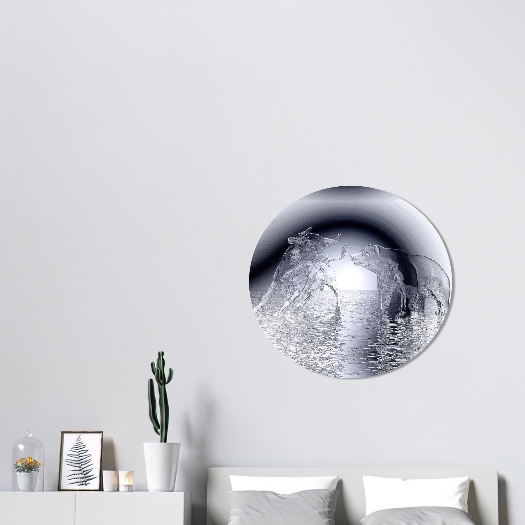Bull and Bear Glass Wall Art: Modern Abstract Decor