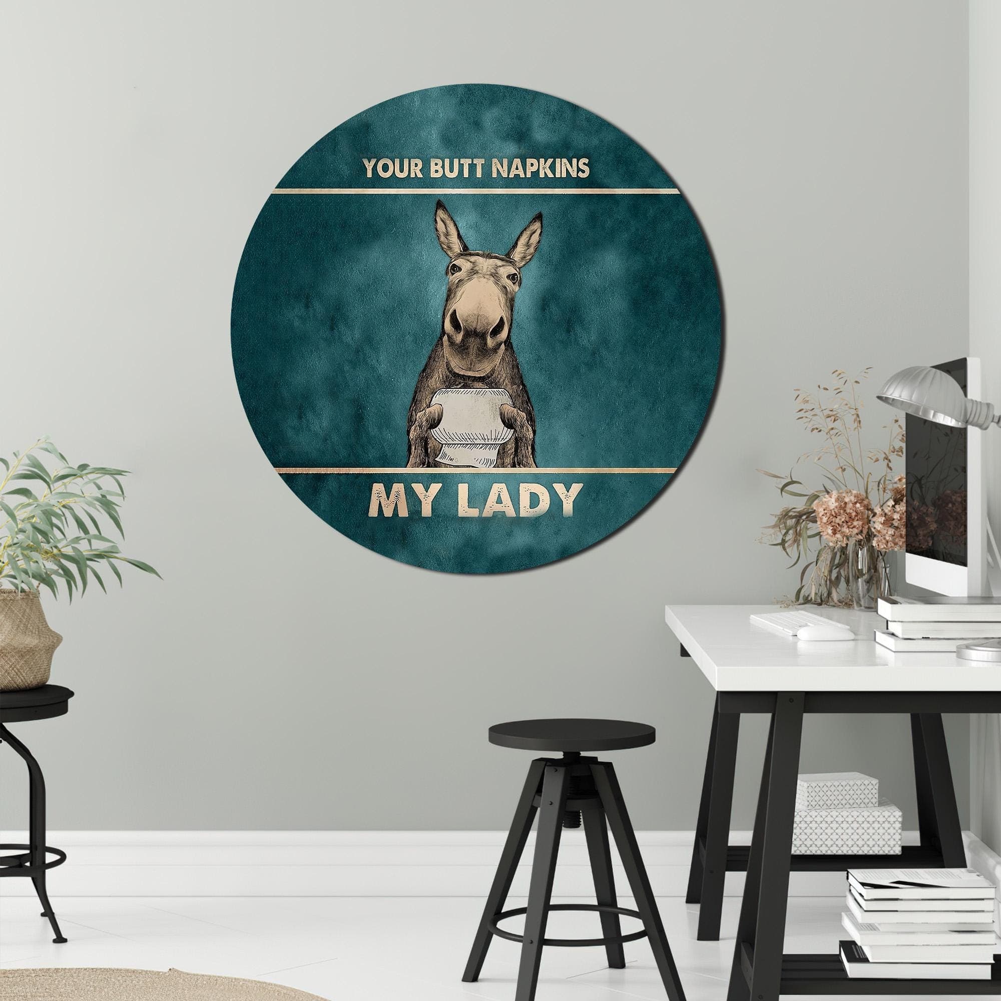 Donkey "Butt Napkins My Lady" Bathroom Canvas Art Print - image 5