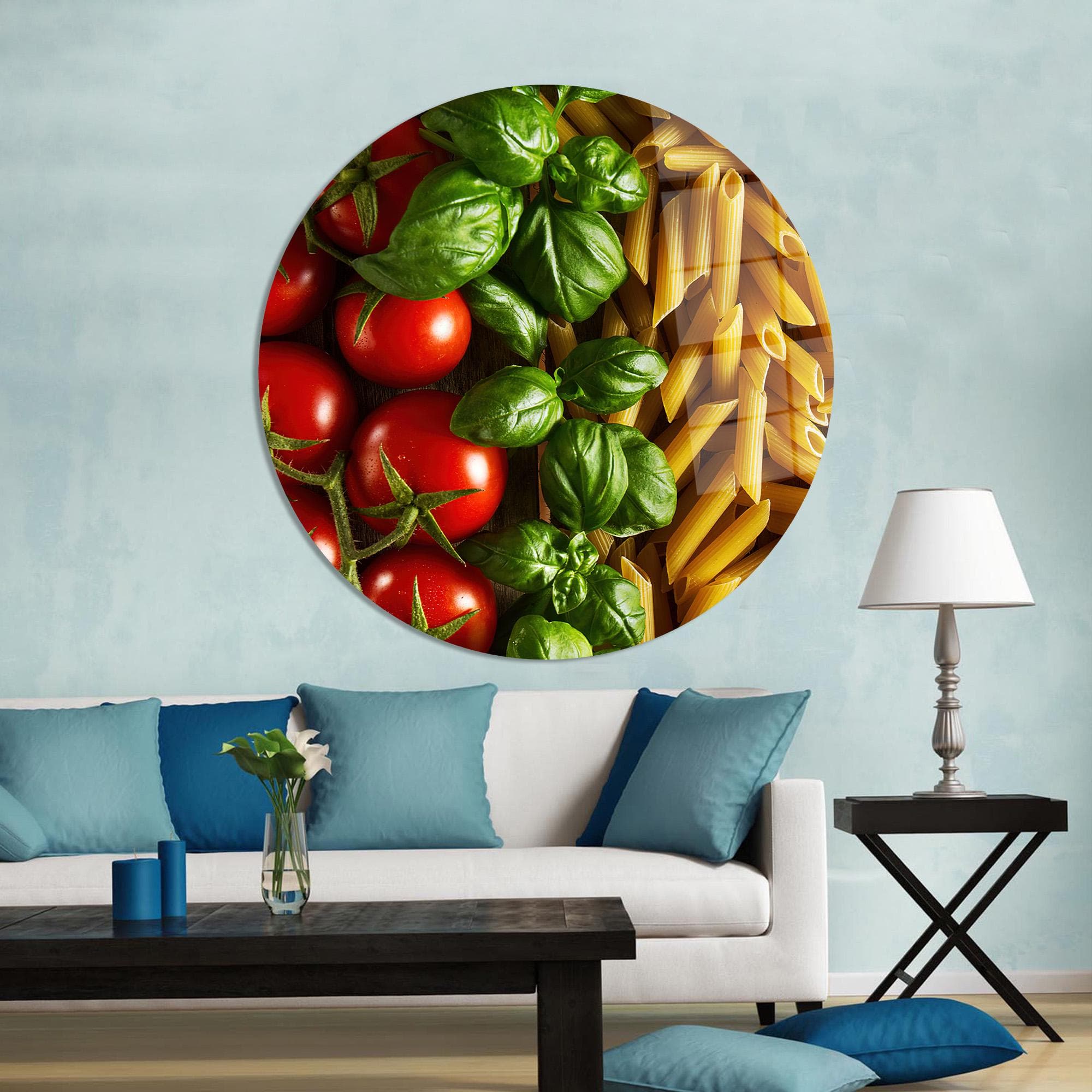 Basil & Tomato Pasta Tempered Glass Wall Art: Italian Kitchen Decor - image 5