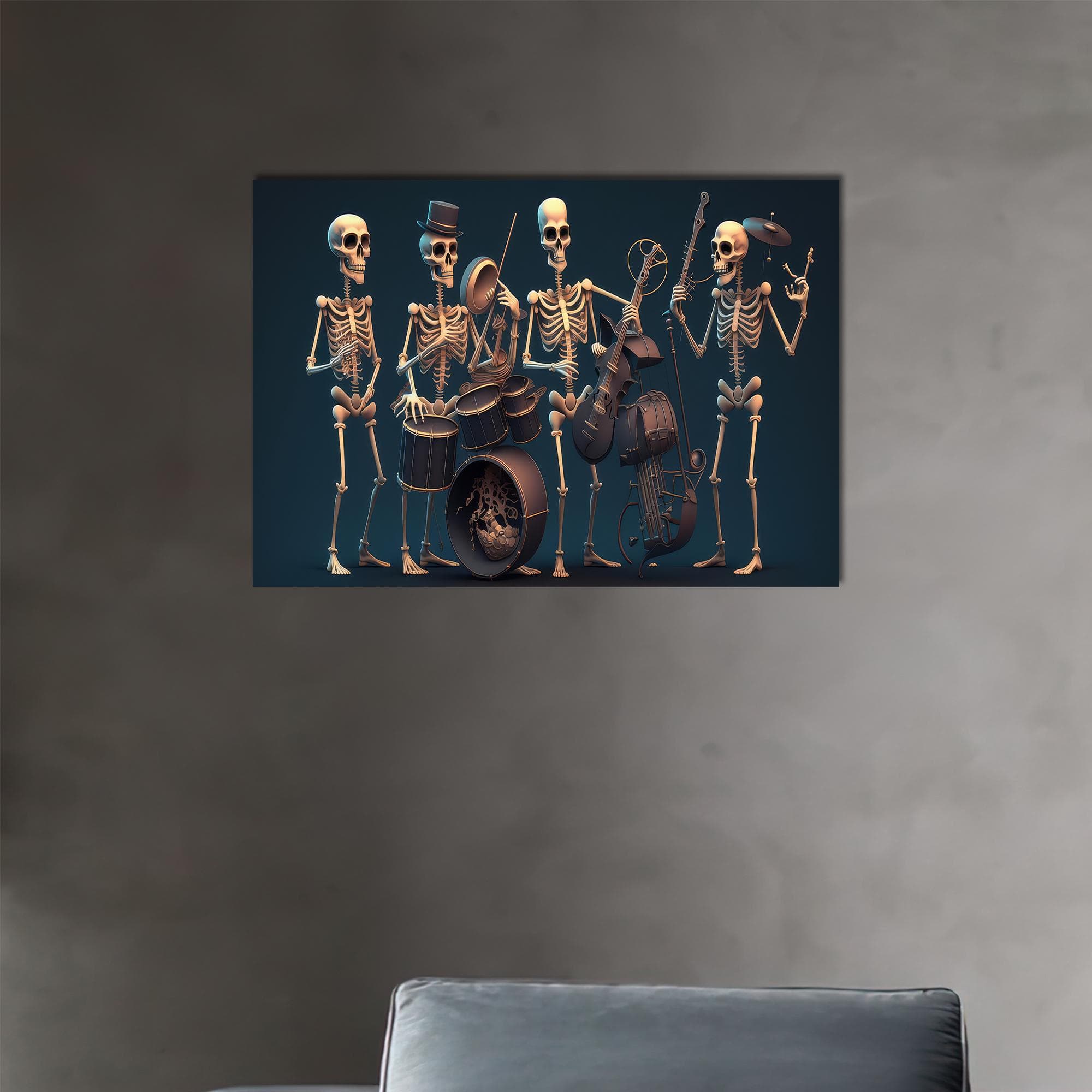 Skeleton Band Canvas Wall Art: Abstract Music Decor - image 3