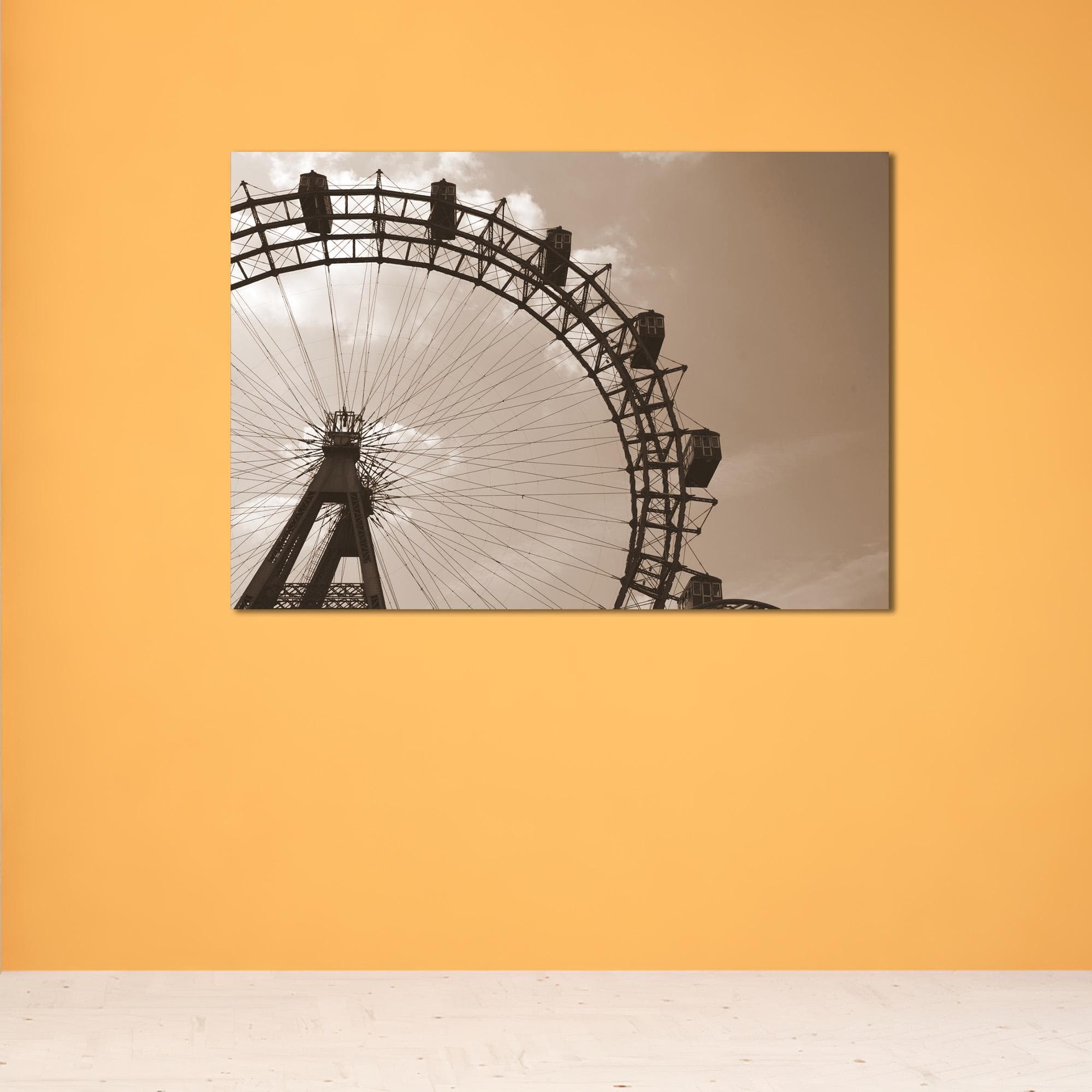 Ferris Wheel Canvas Art: Sepia Amusement Park Print - image 3