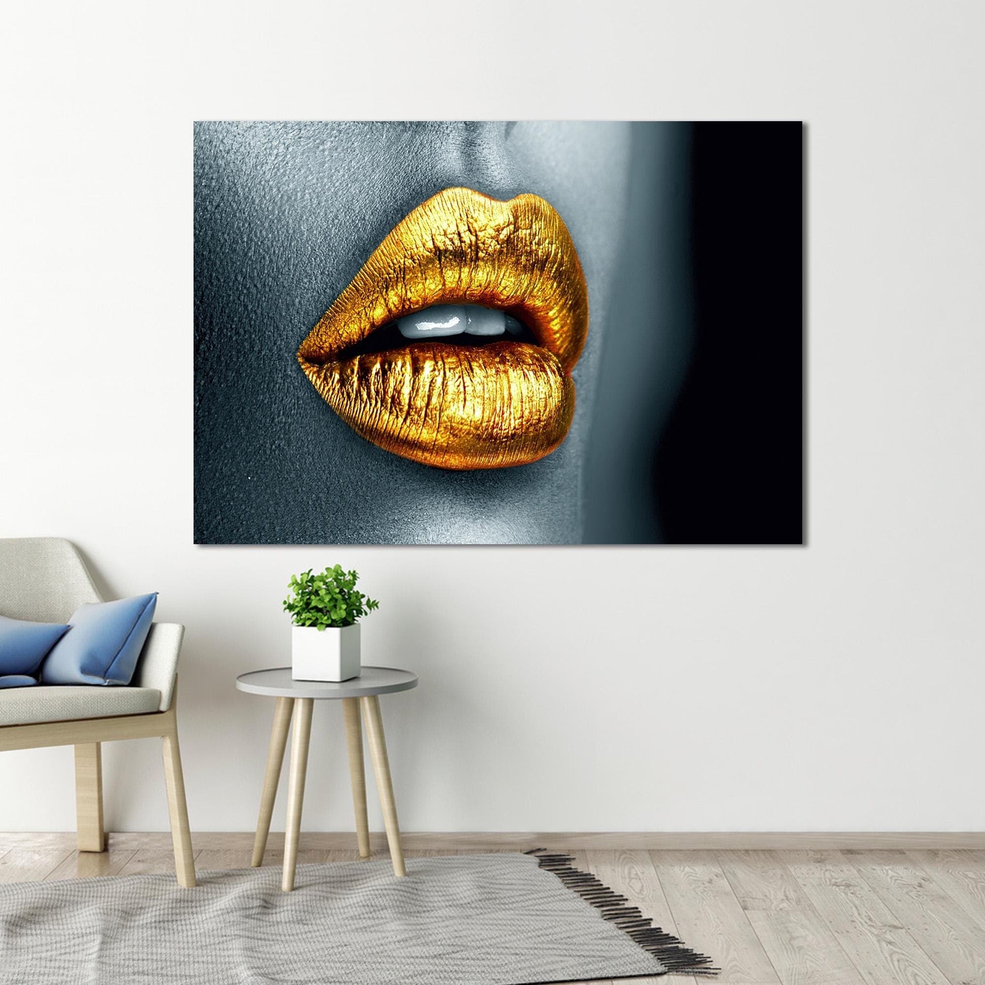 Gold Lipstick Canvas Wall Art: Modern Home Decor - image 4
