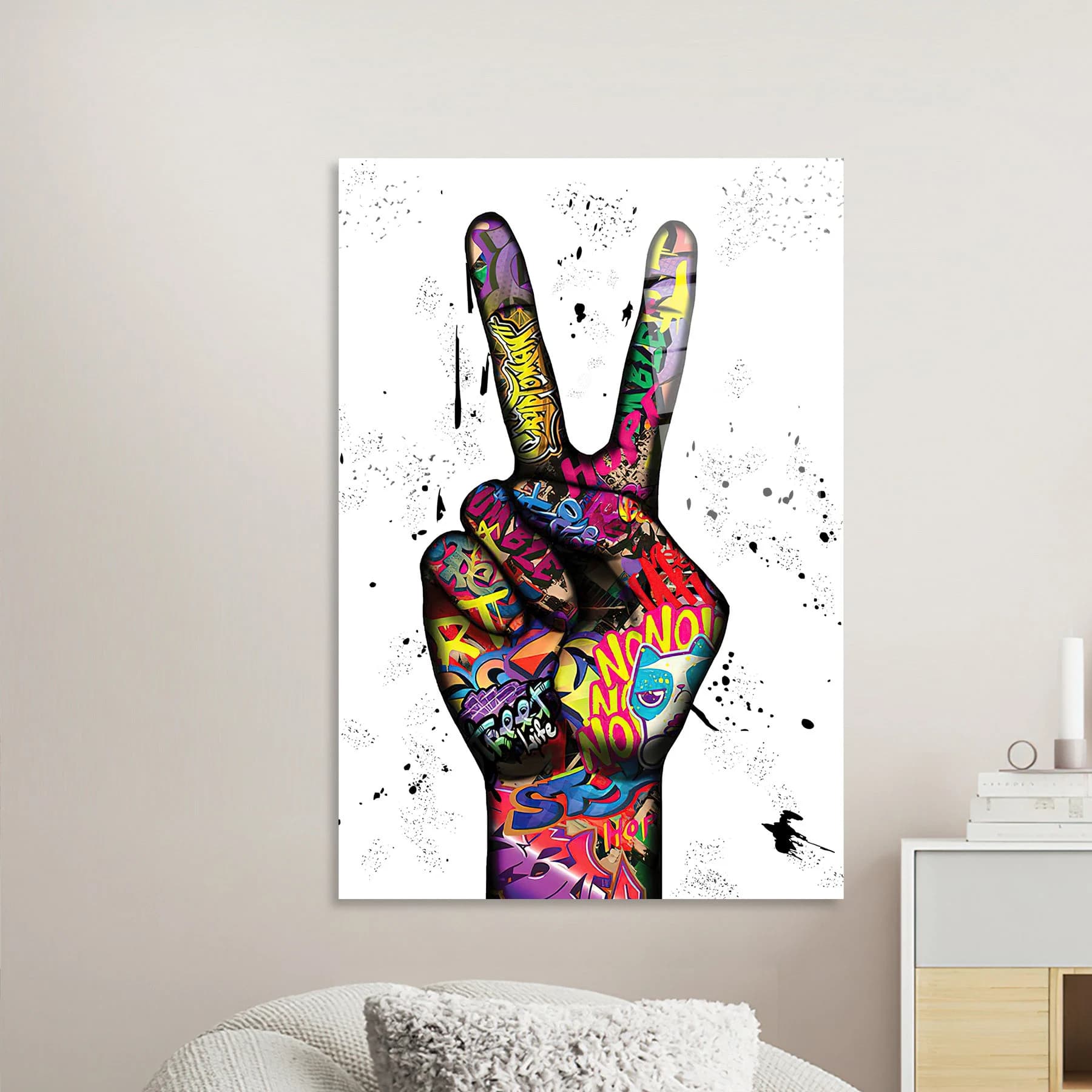 Peace Sign Graffiti Canvas Art: Modern Abstract Wall Decor - image 5