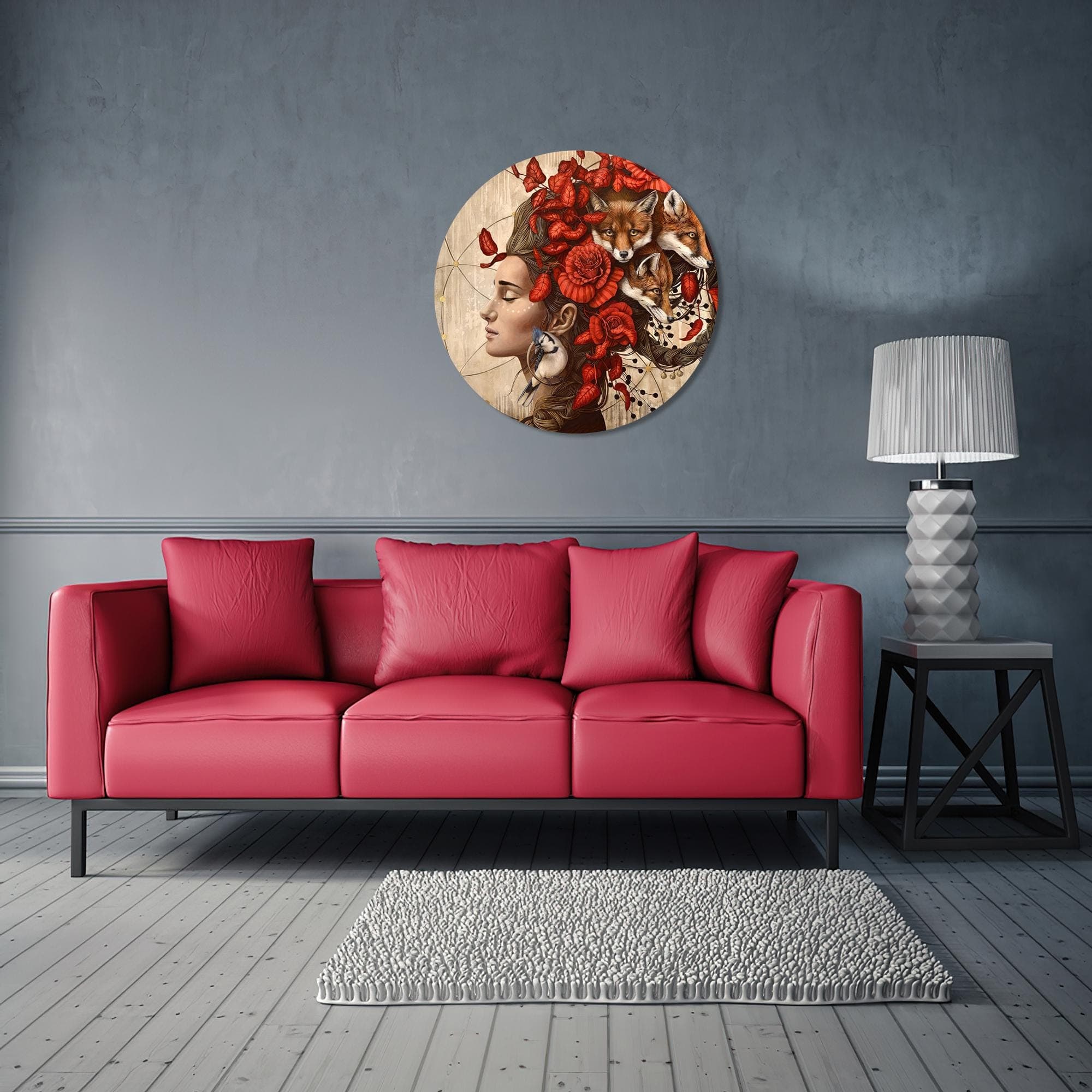 Woman and Bird Canvas Art: Floral Head Decor, Modern Print - image 4