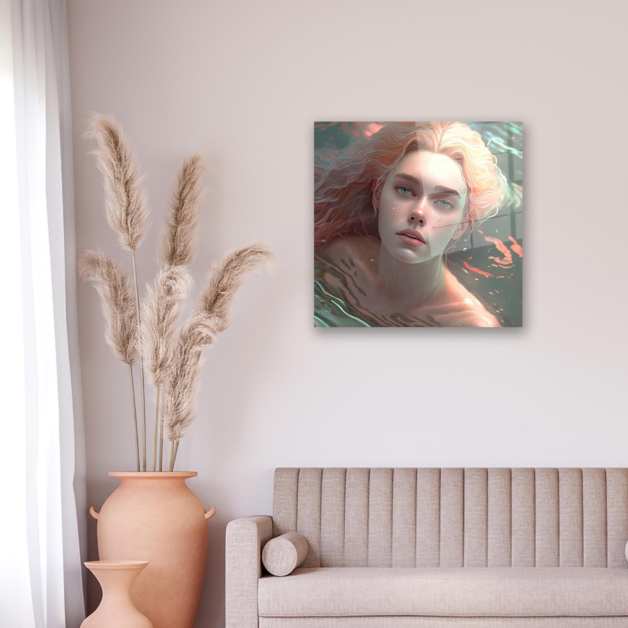 Woman Portrait Glass Print: Modern Fantasy Wall Art