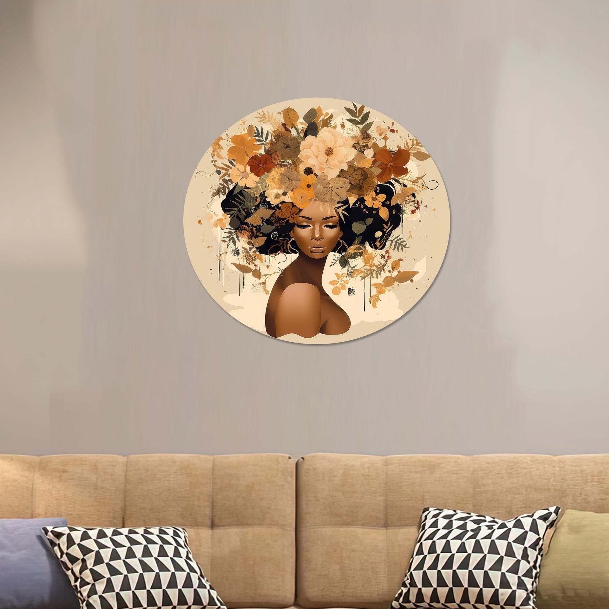 African Woman Flower Head Canvas Art: Modern Wall Decor - image 4