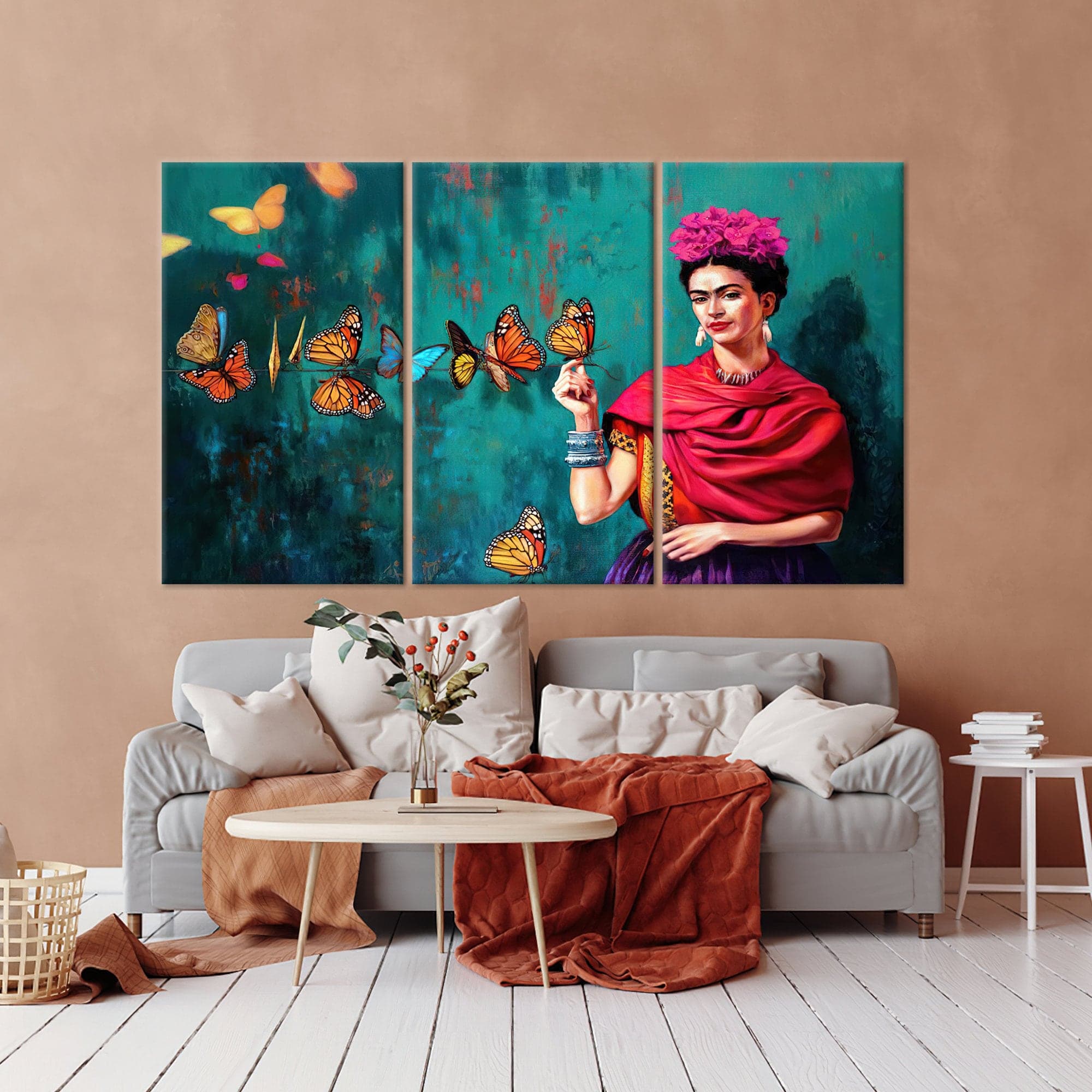 Frida Kahlo Butterfly Canvas Art: Woman Portrait Wall Decor - image 4