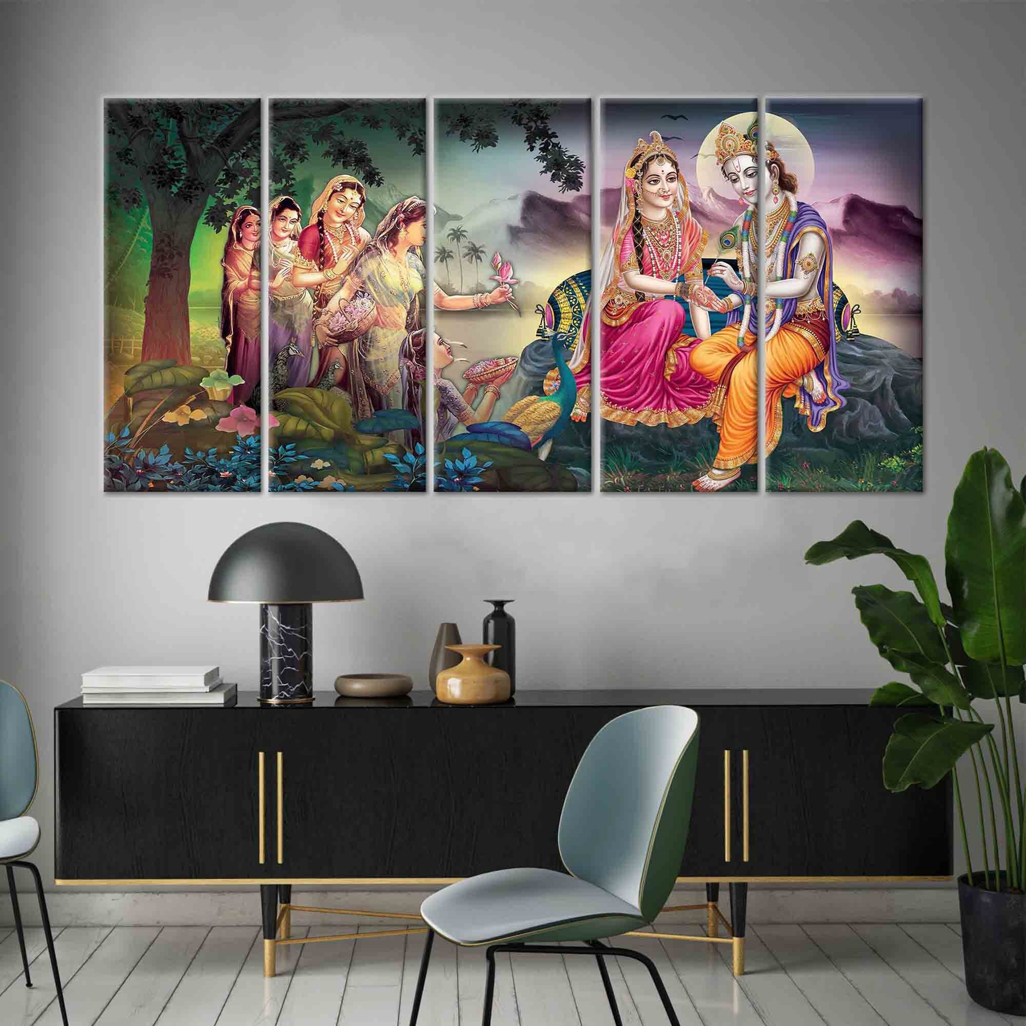 Radha Krishna Canvas Painting: Traditional Indian Wall Art - image 5