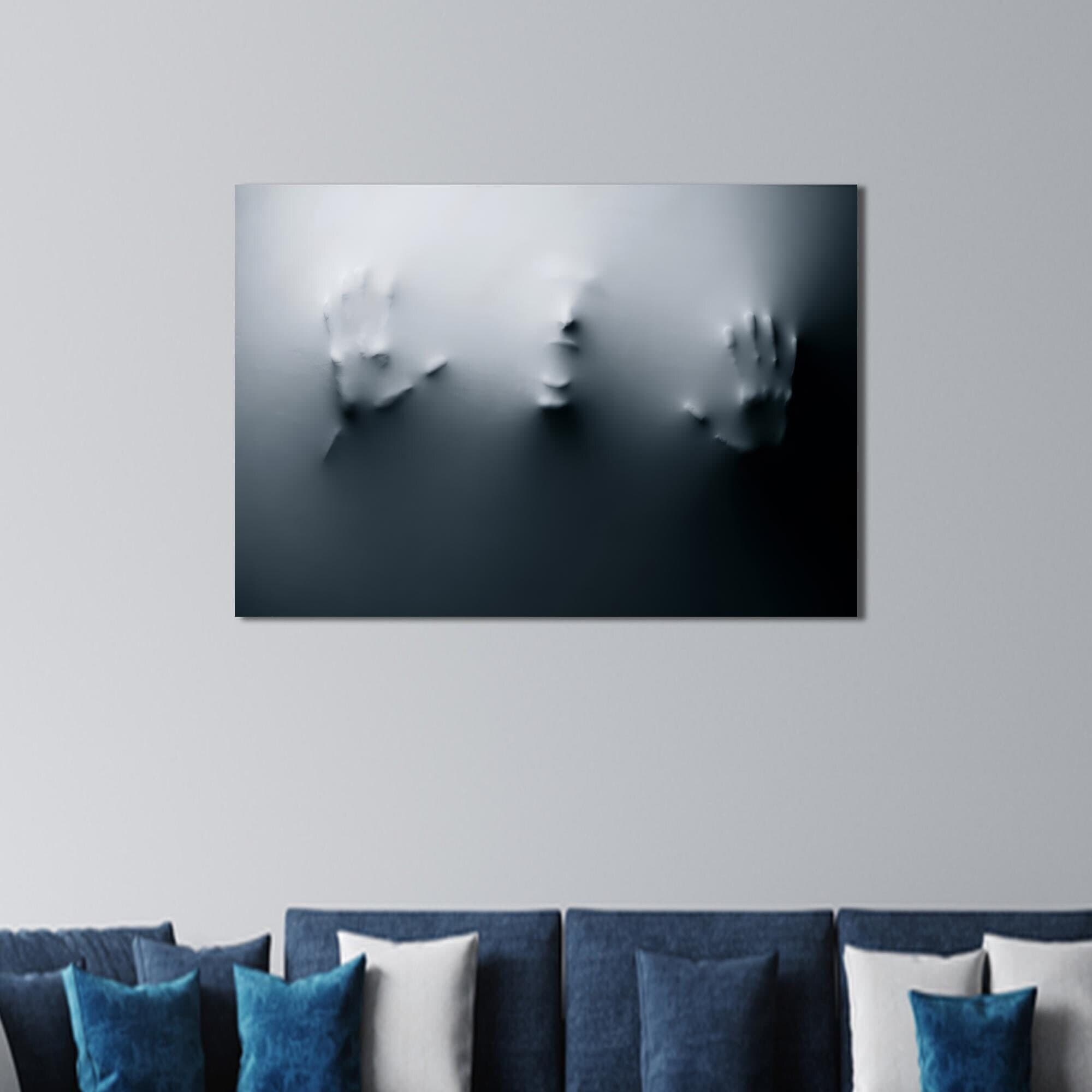 Screaming Man Glass Wall Art: Modern Gray Glass Decor
