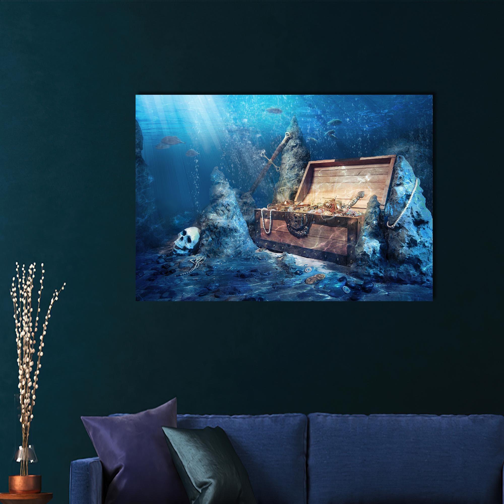 Underwater Treasure Chest Canvas Art: Modern Wall Decor - image 3