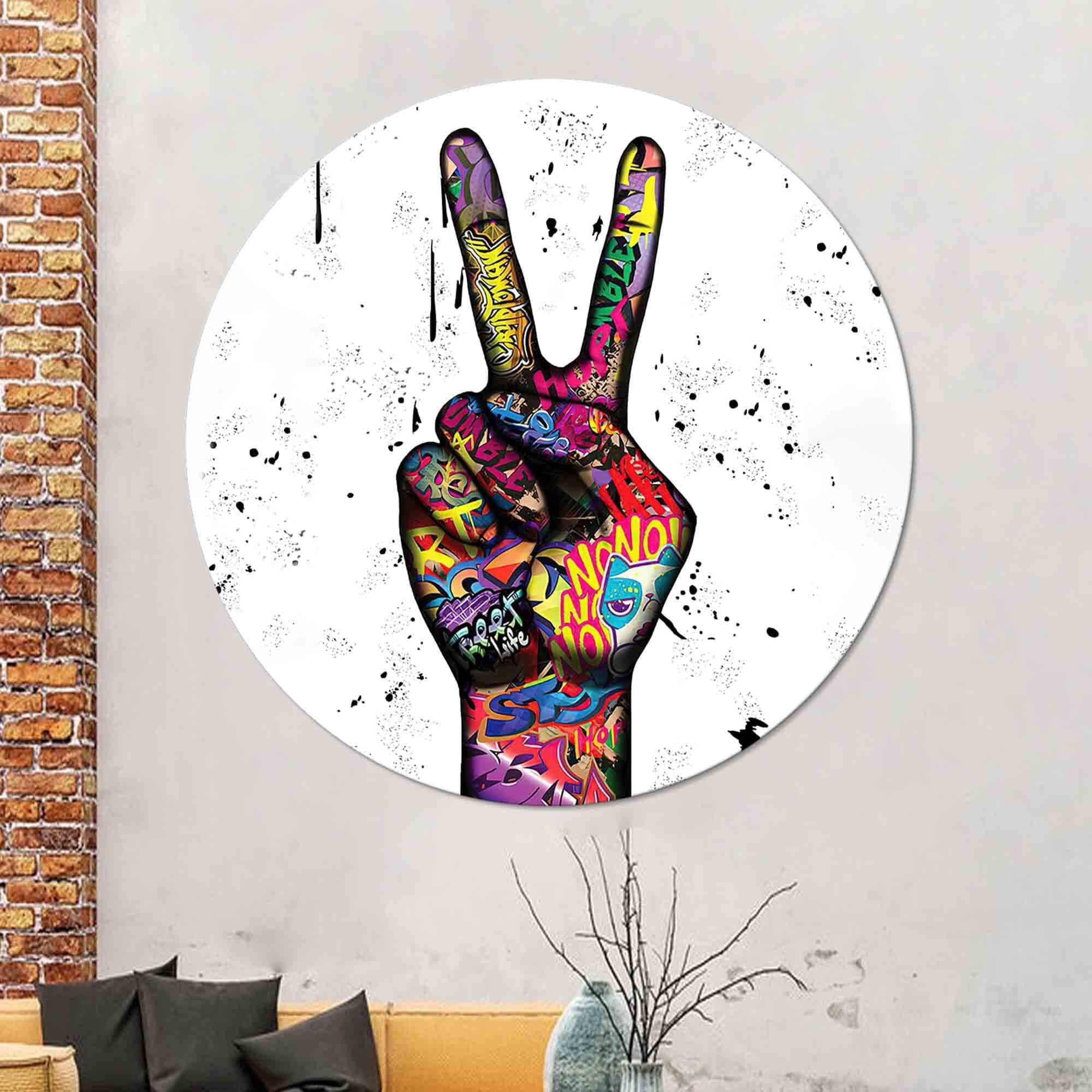 Peace Sign Graffiti Canvas Art: Modern Abstract Wall Decor