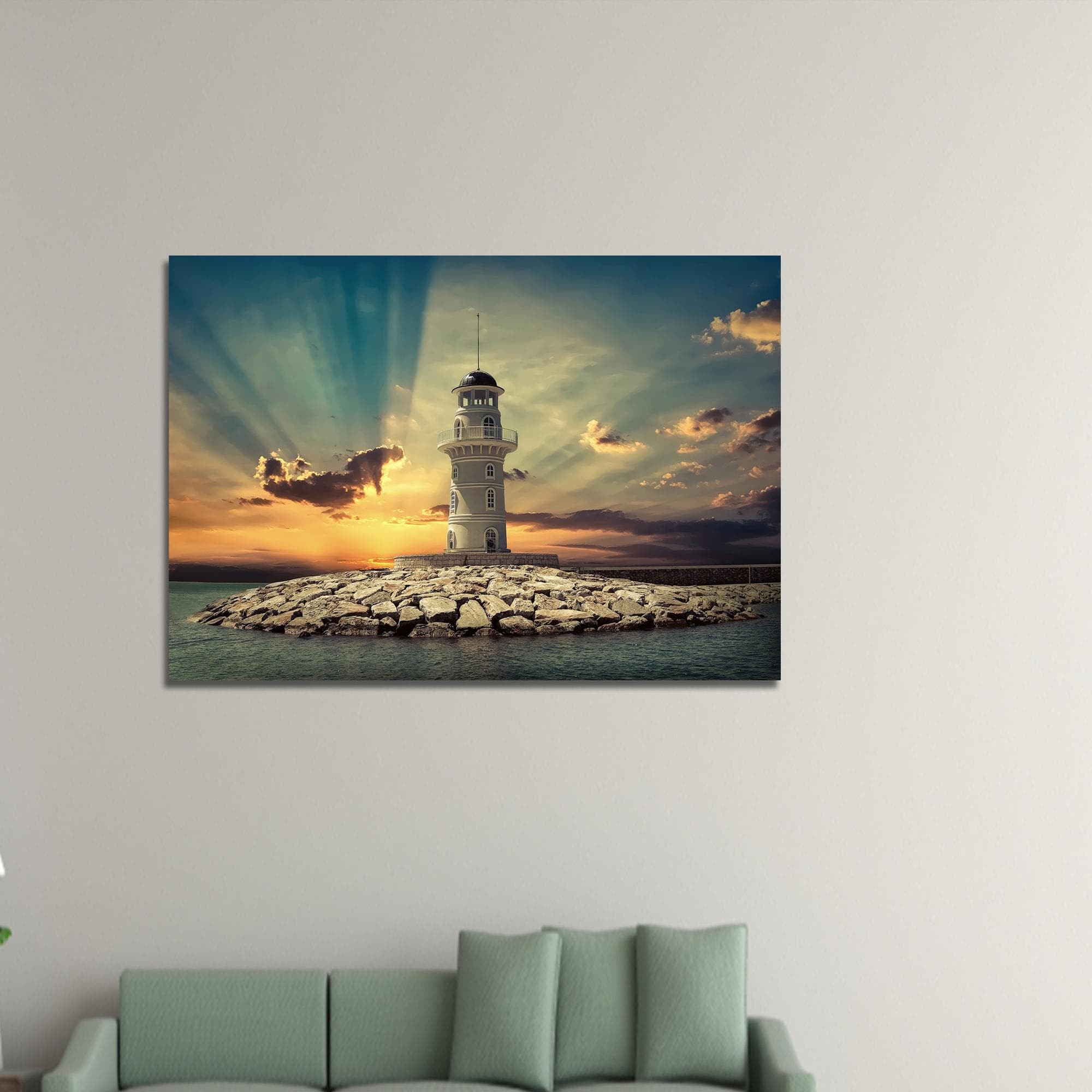 Lighthouse Canvas Wall Art: Coastal Ocean View, Tempered Glass Print - image 3