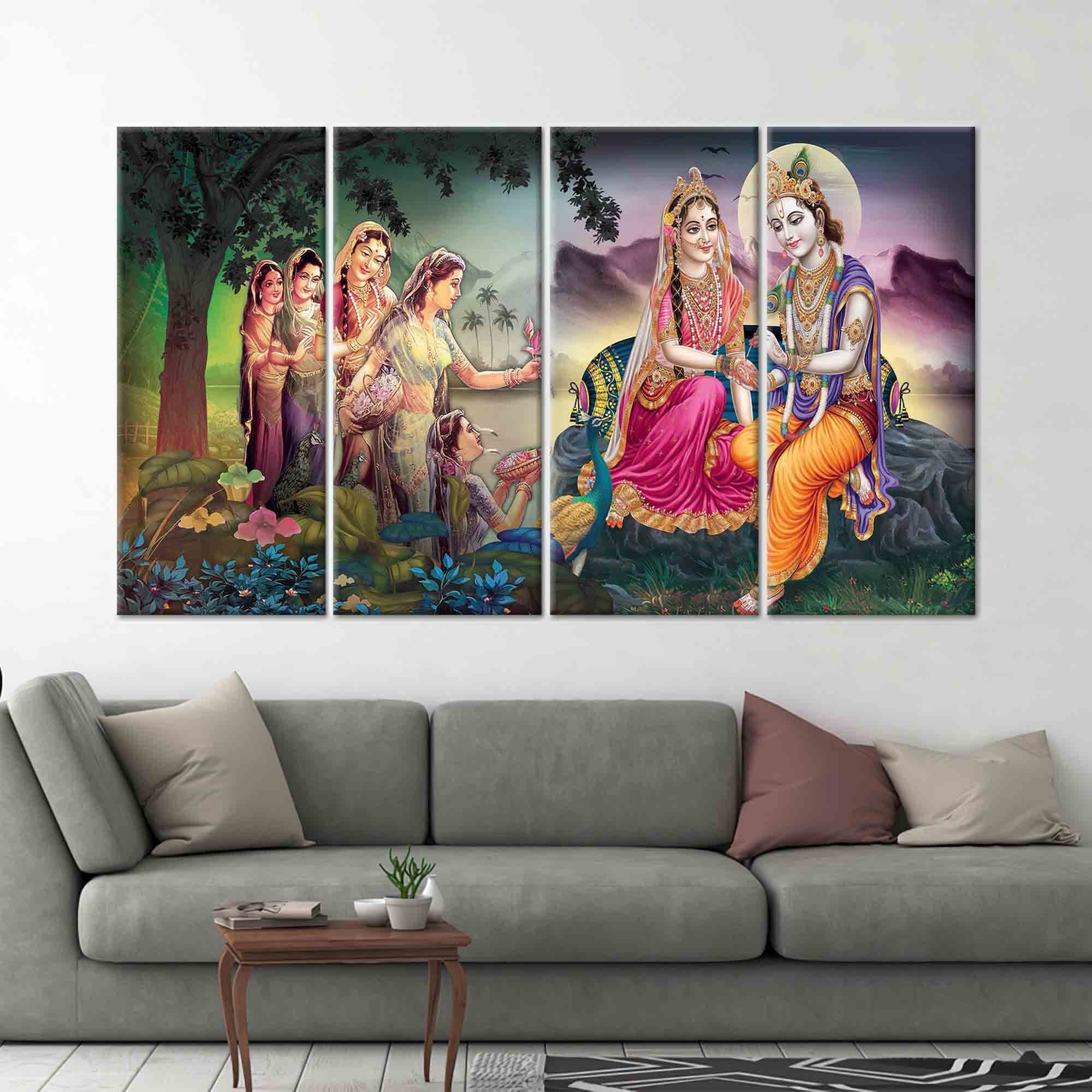 Radha Krishna Canvas Painting: Traditional Indian Wall Art - image 4