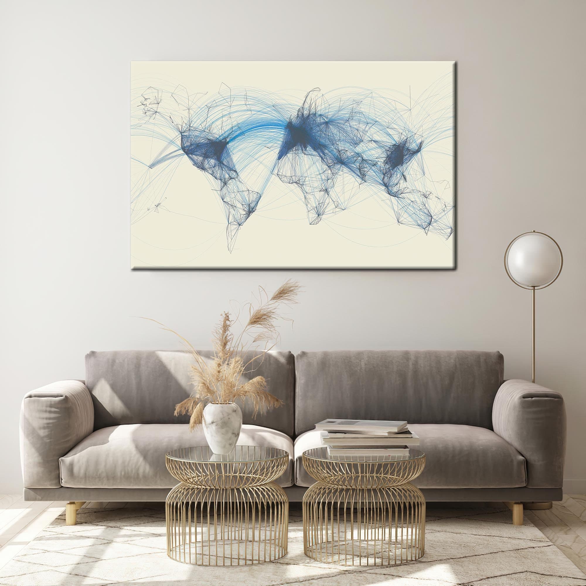 Air Traffic World Map Canvas Print: 3D Aviation Art, Office Decor - image 3