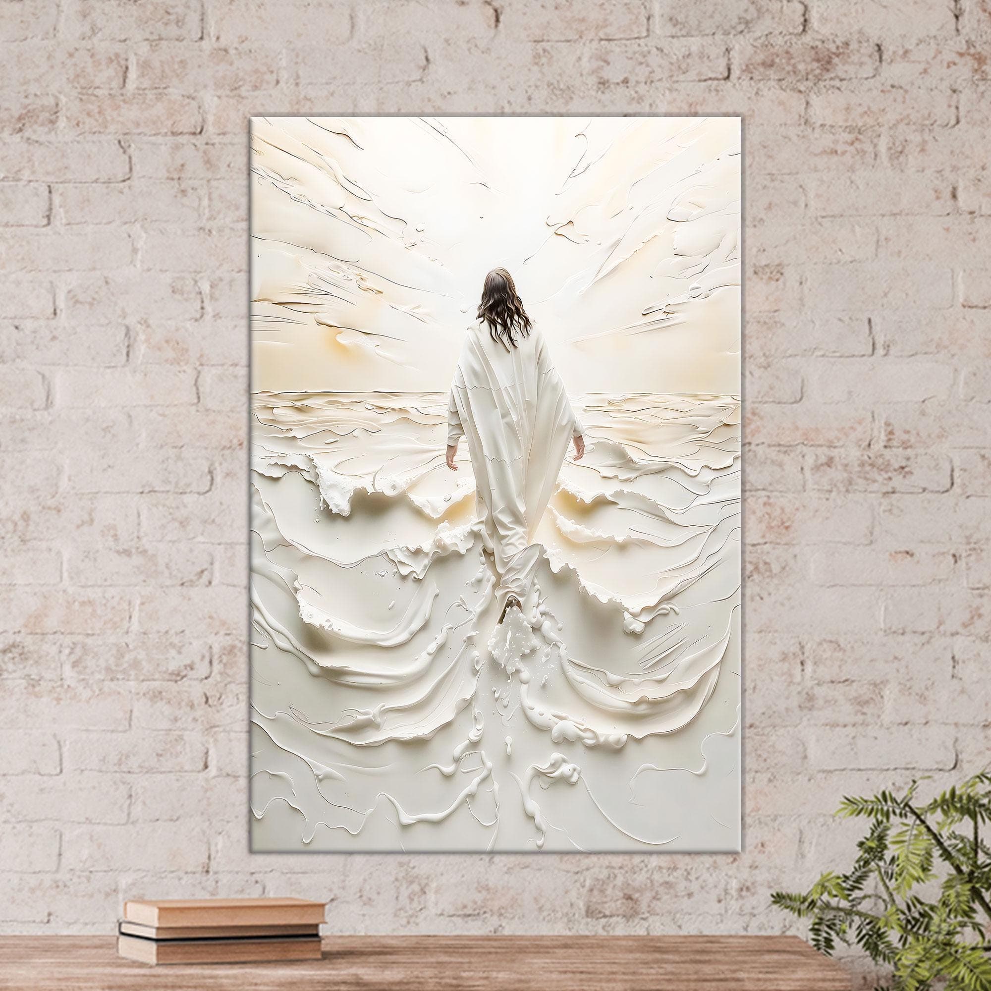 Jesus Walking Into Light Canvas Art: Christian Home Decor