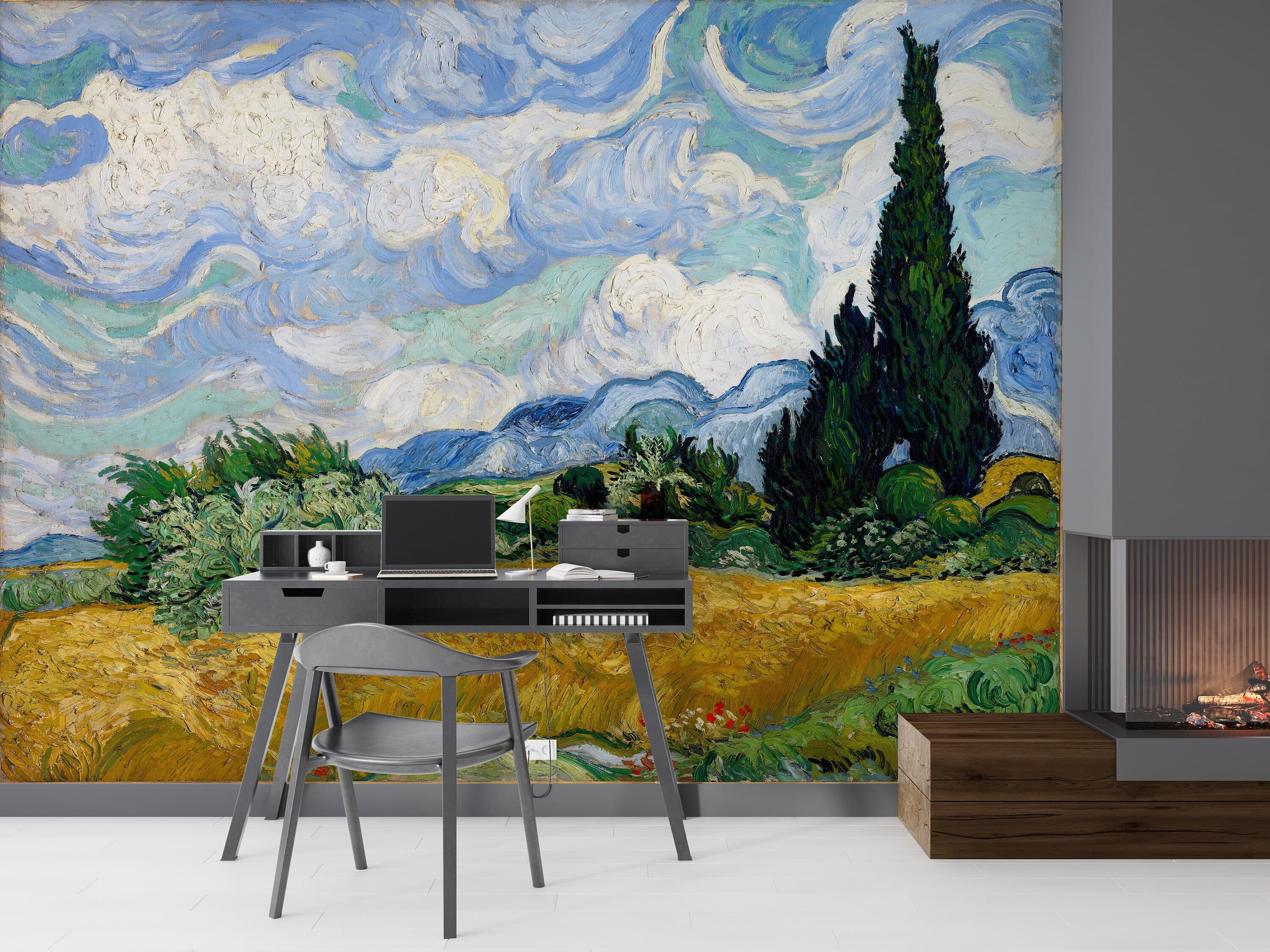 Wheat Field with Cypresses Wallpaper: Famous Landscape Wall Art - image 4