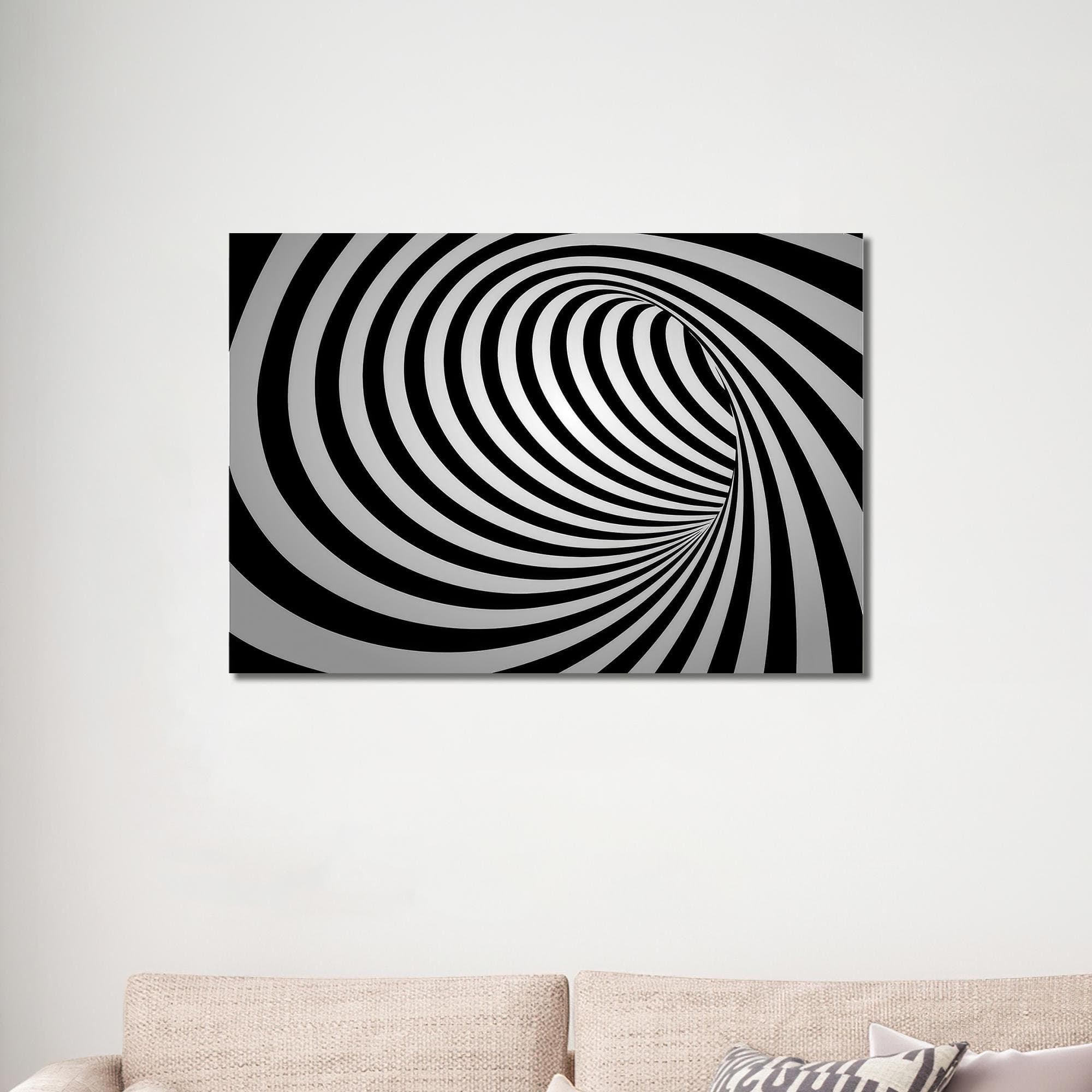 Abstract Swirl Canvas Art: Modern Black and White Wall Hanging
