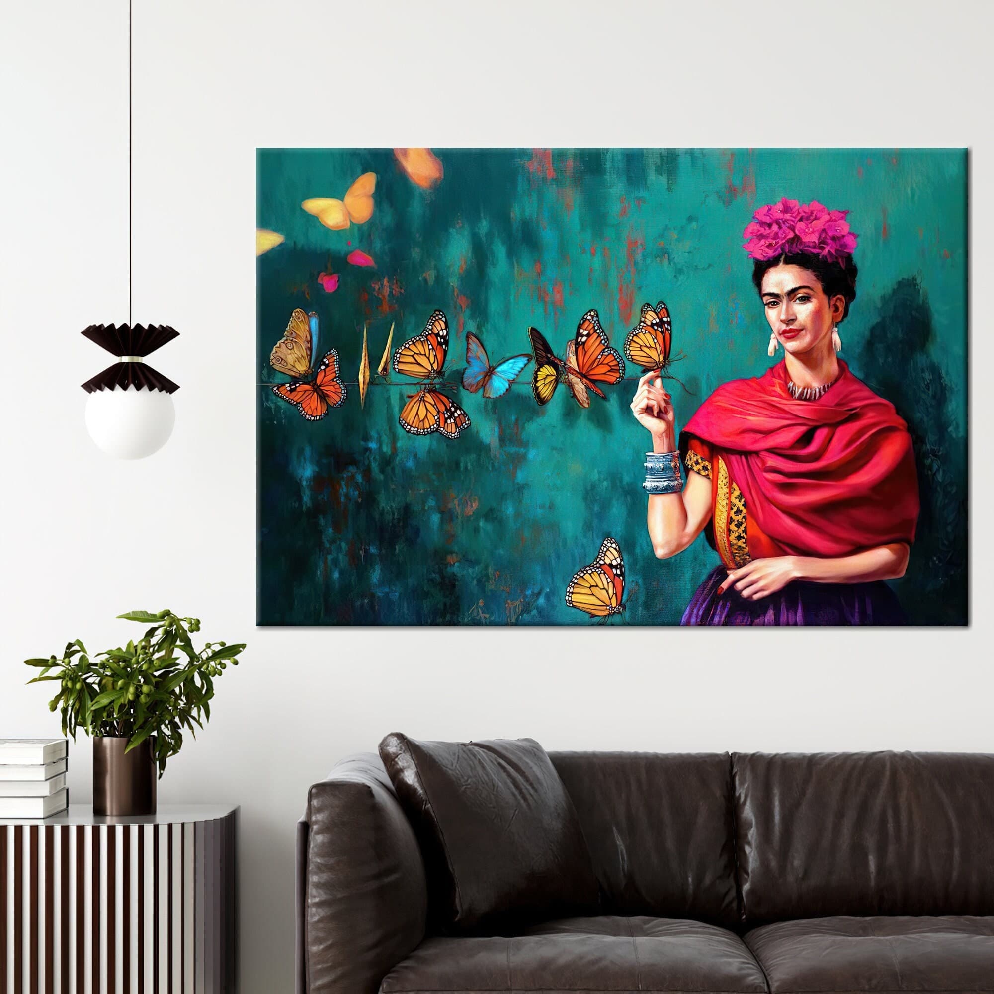 Frida Kahlo Butterfly Canvas Art: Woman Portrait Wall Decor - image 3