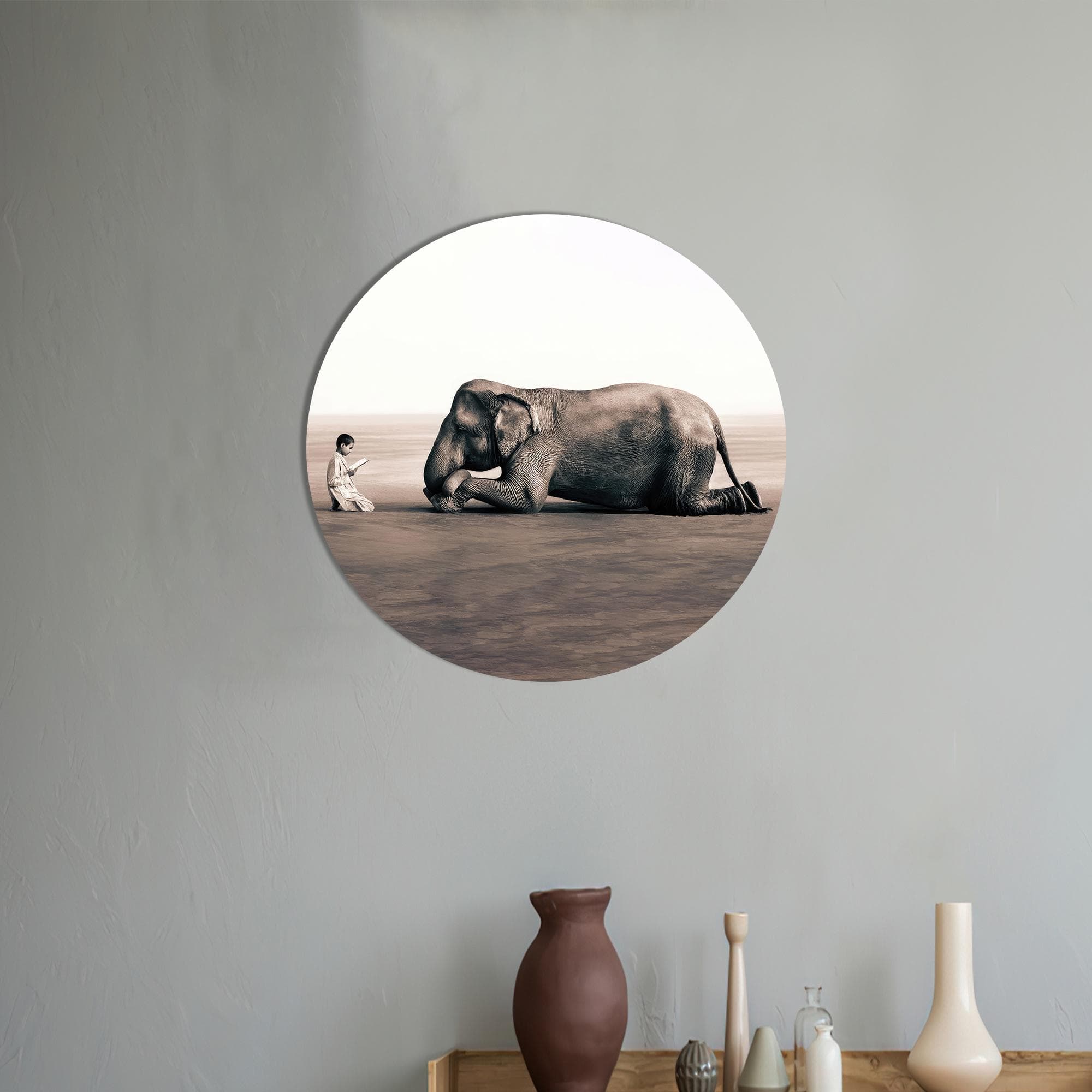 Elephant & Boy Reading Canvas Wall Art: Surreal Modern Decor - image 5