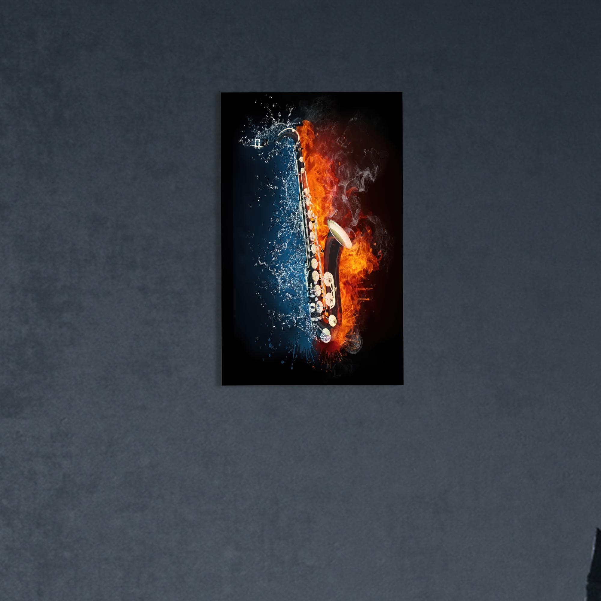 Saxophone Canvas Art: Fire and Water Jazz Decor - image 3