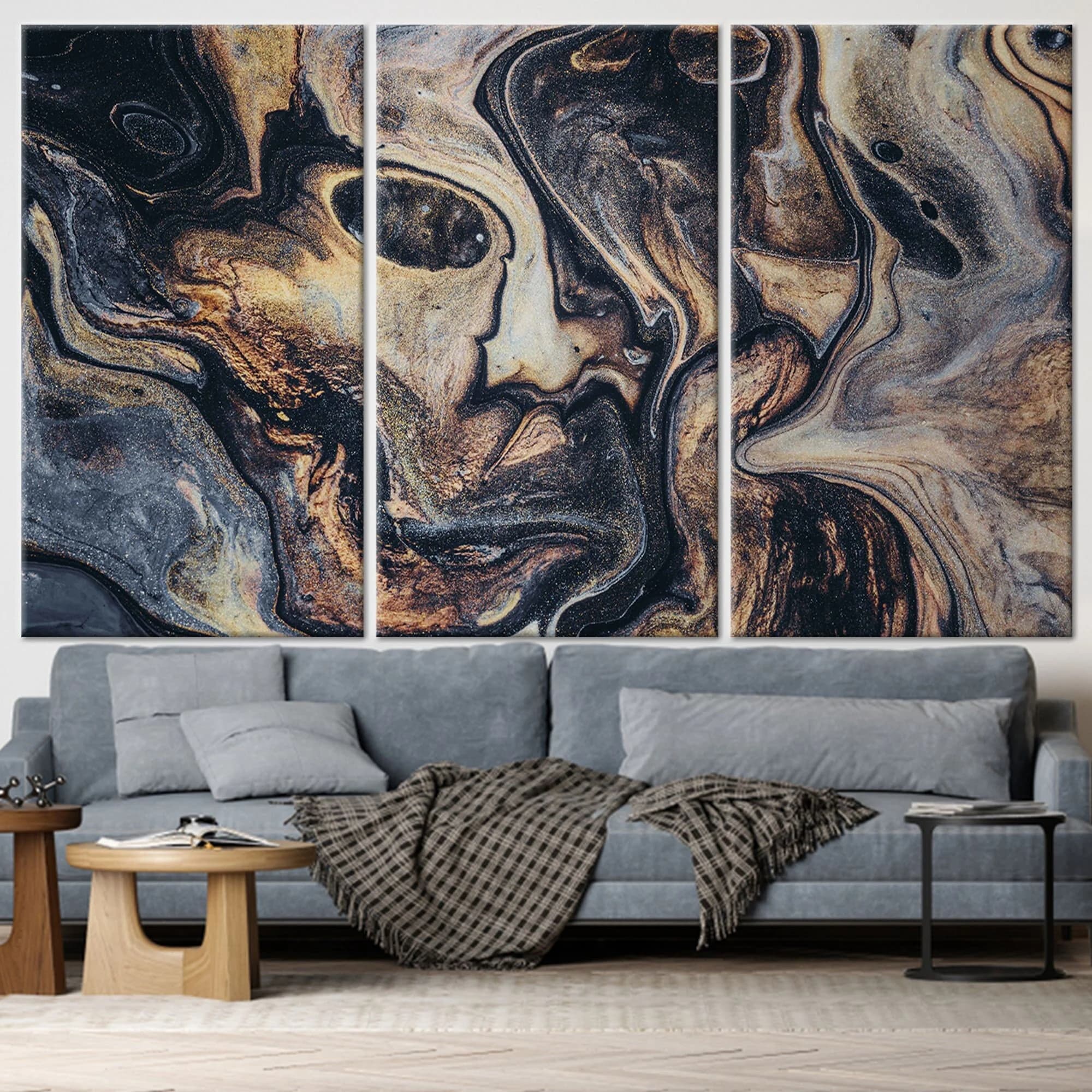 Brown & Black Abstract Canvas Wall Art: Modern Home Decor