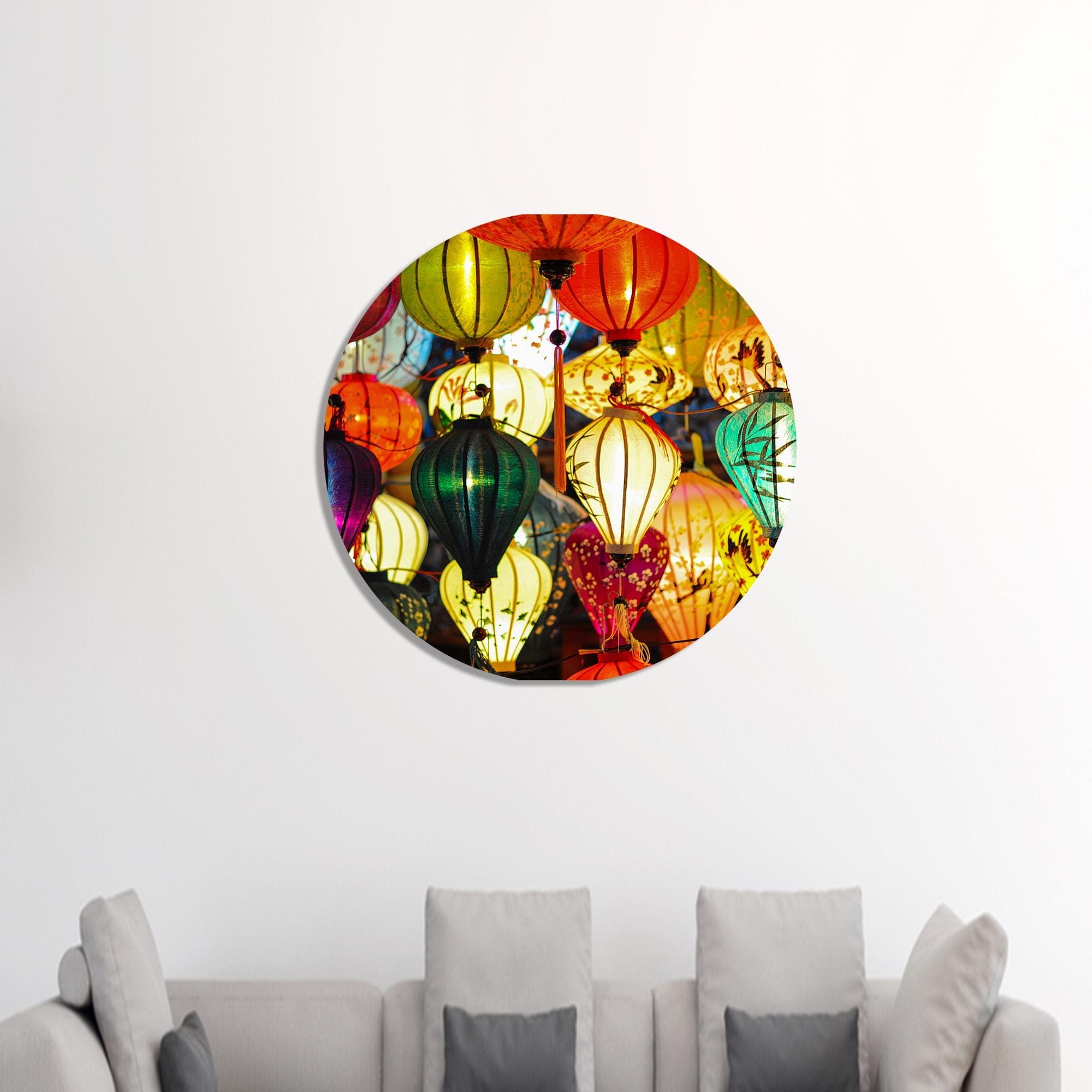 Lantern Canvas Art: Rainbow Asia Decor, Modern Glass Wall Art - image 5