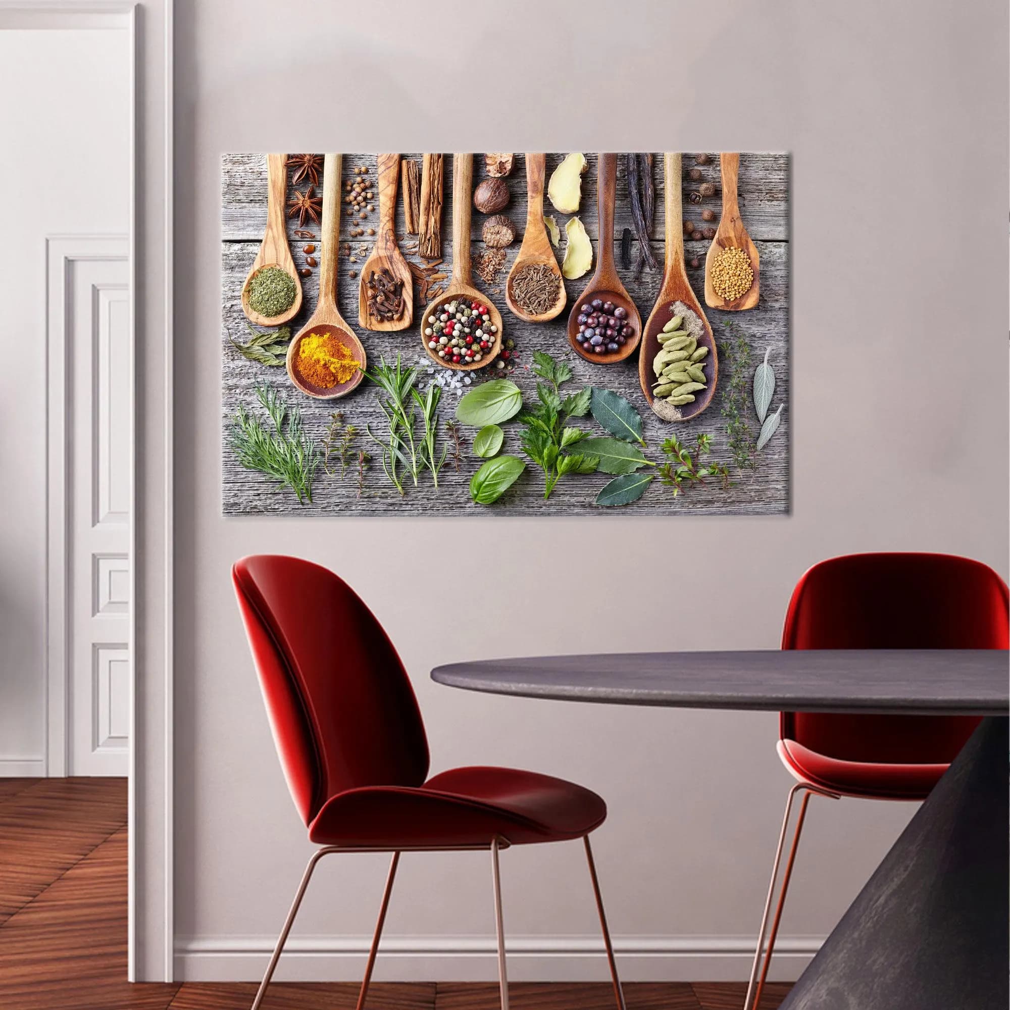 Rustic Herbs & Spices Canvas Print: Farmhouse Kitchen Botanical Art