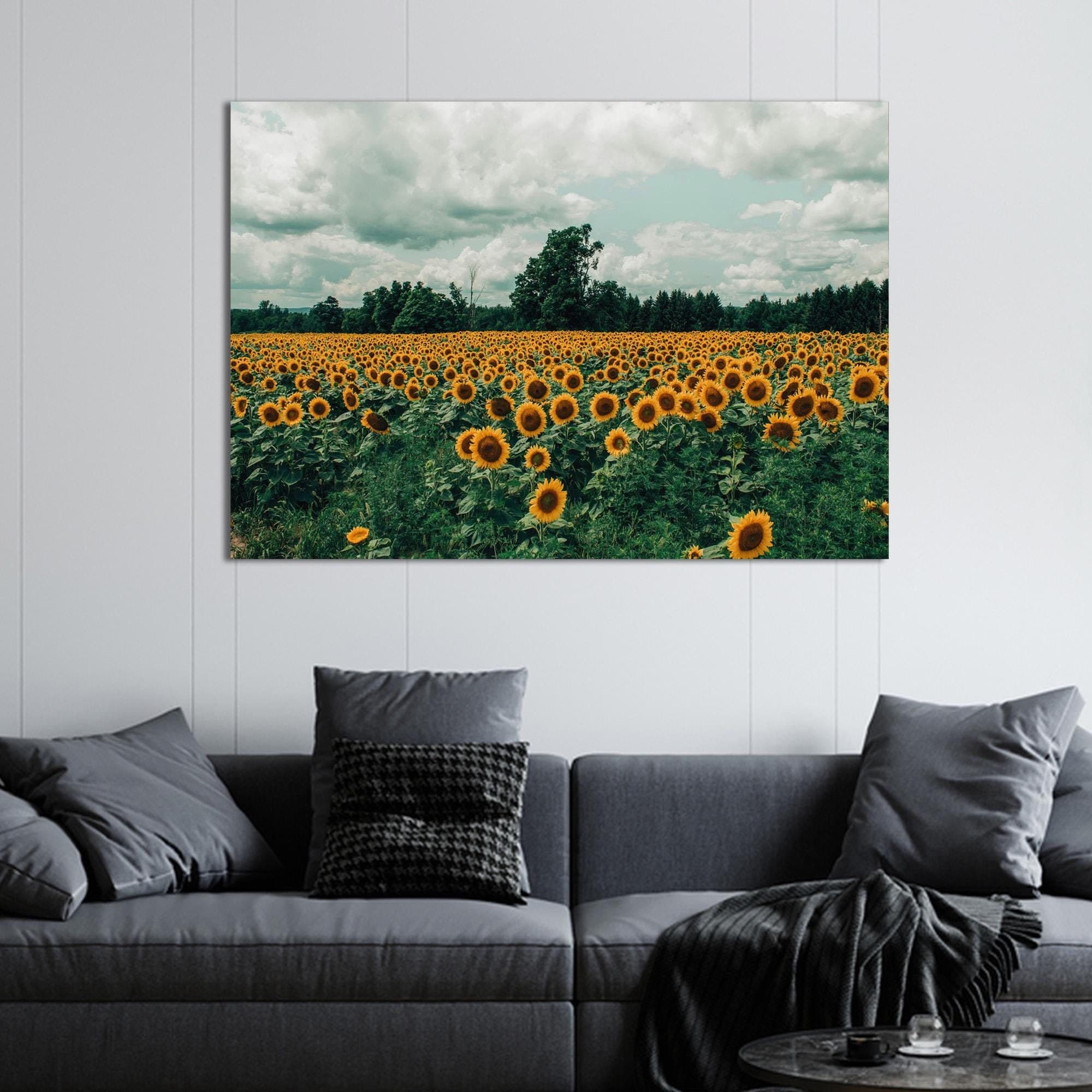 Sunflower Field Canvas Print: Modern Landscape Wall Decor