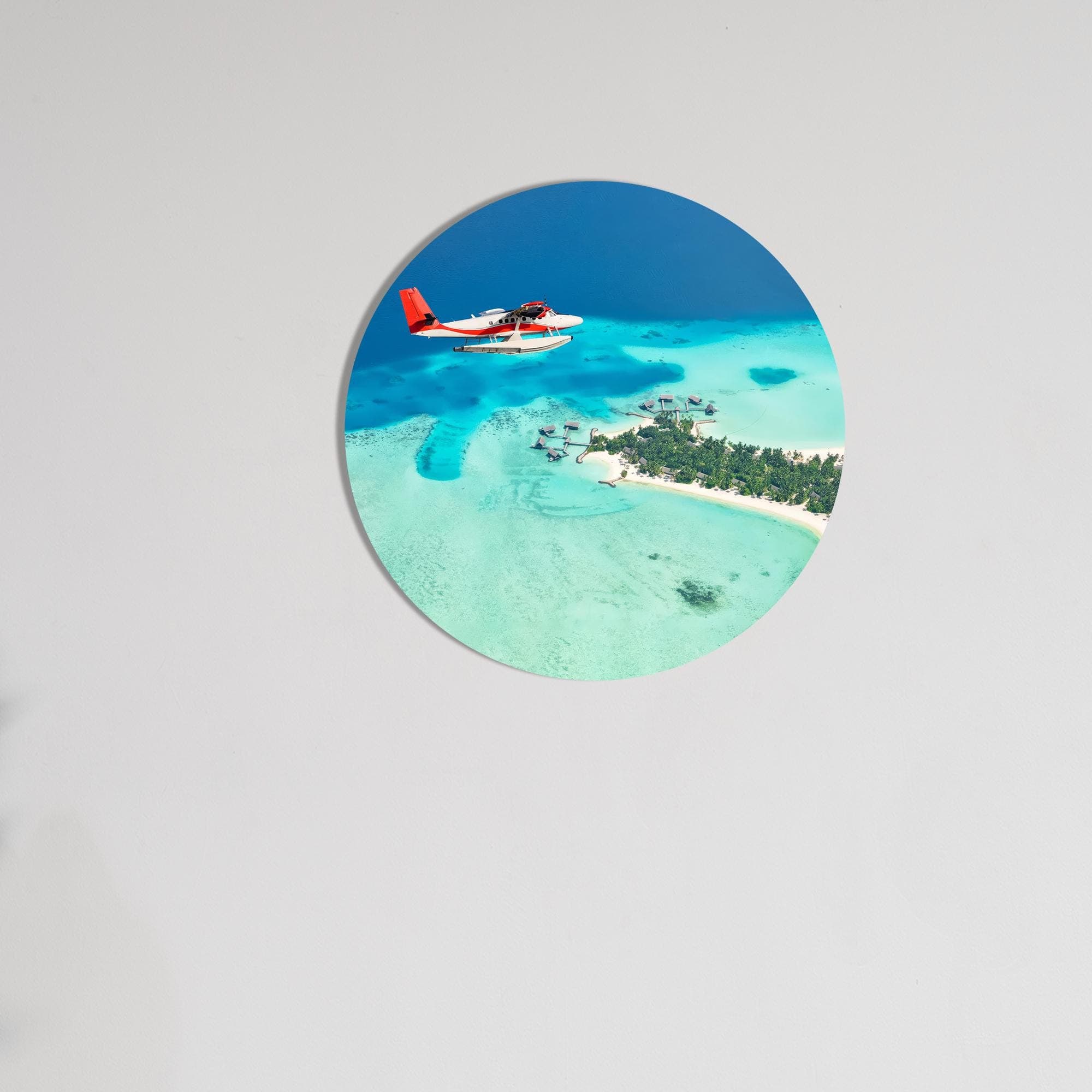 Seaplane Tropical Island Canvas Wall Art: Tempered Glass View - image 4