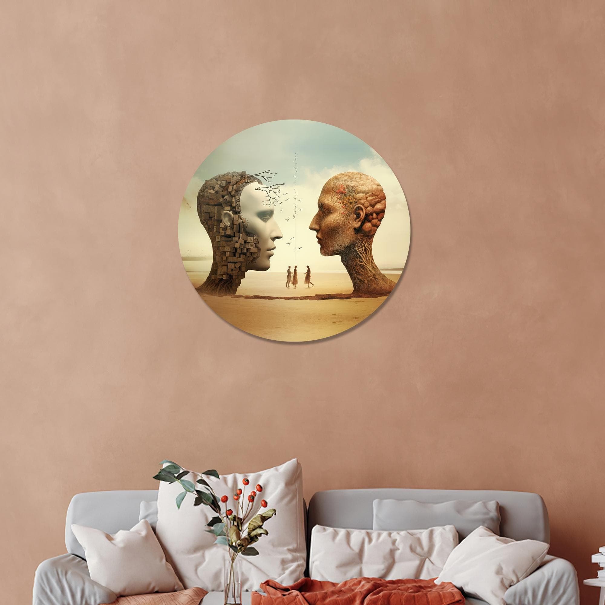 Surreal Heads Canvas Art: Abstract Desert Skull Castles Decor - image 4