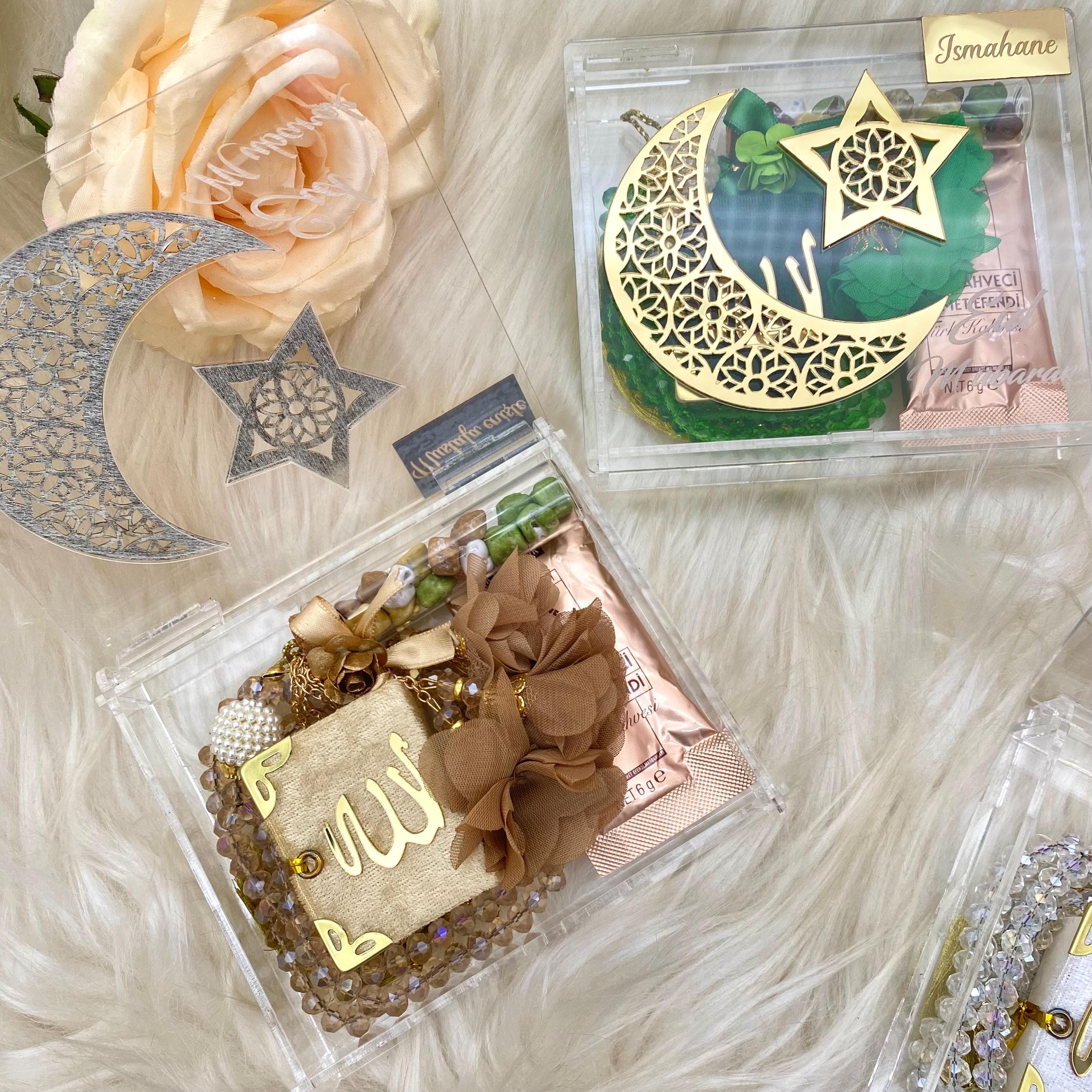 Personalized Mini Quran Gift Set: Crystal Tasbih, Turkish Coffee & Chocolate