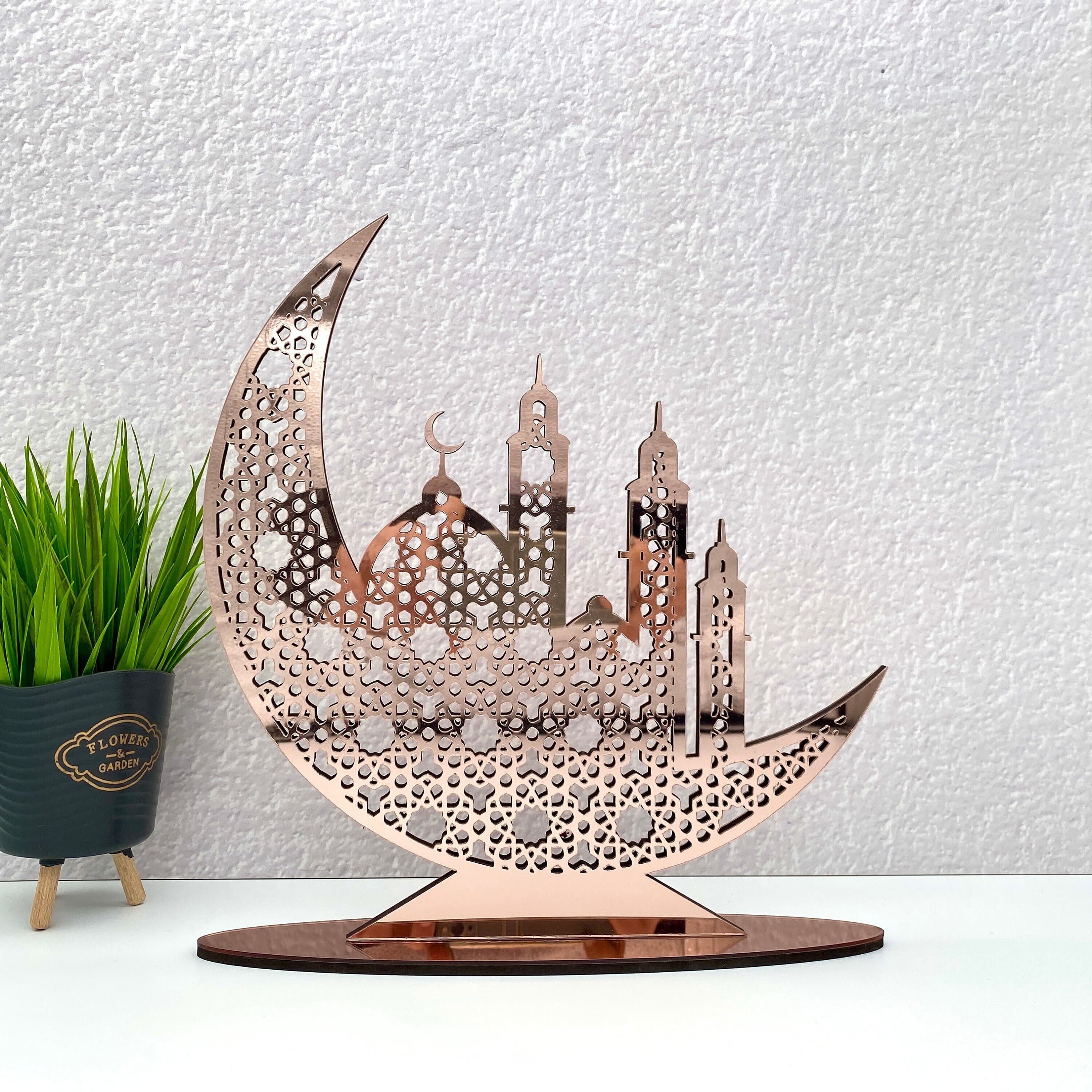 Crescent Moon Islamic Decor: Acrylic Eid Mubarak Sign