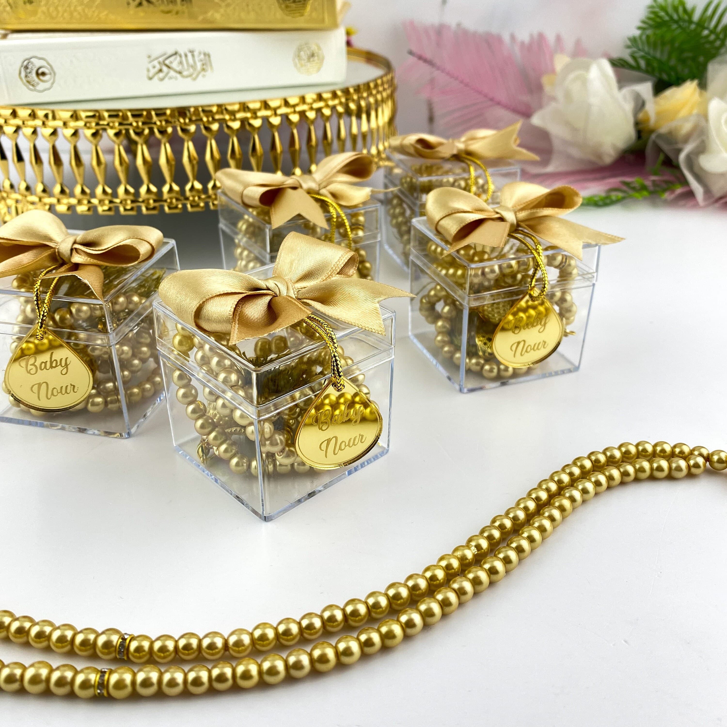 Personalized Pearl Tasbih Favors: Muslim Wedding, Eid, Nikkah Gift