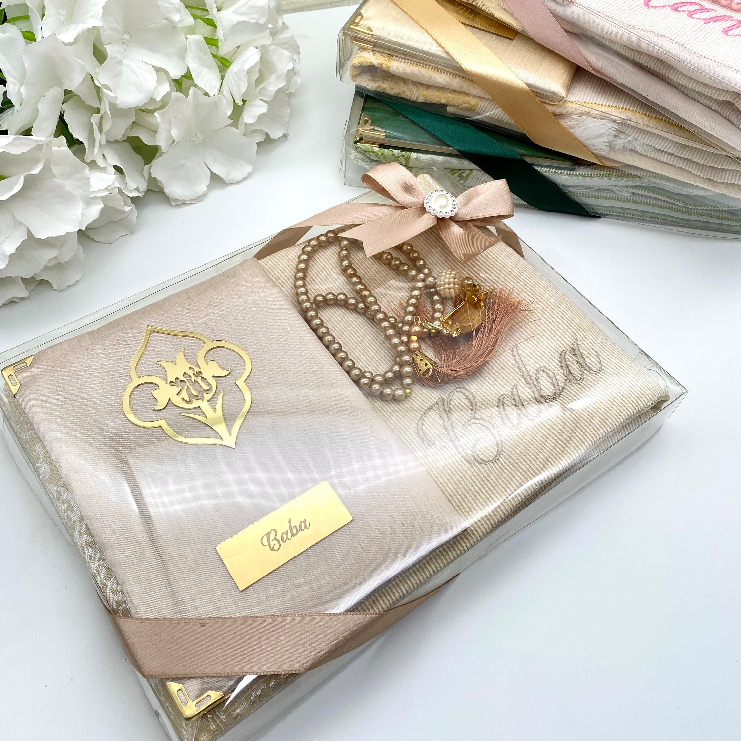 Personalized Sajadah Islamic Gift Box, Custom Prayer Rug, Muslim Birthday Gift, Ramadan Eid Gift, Nikkah Favors, Ameen Gifts