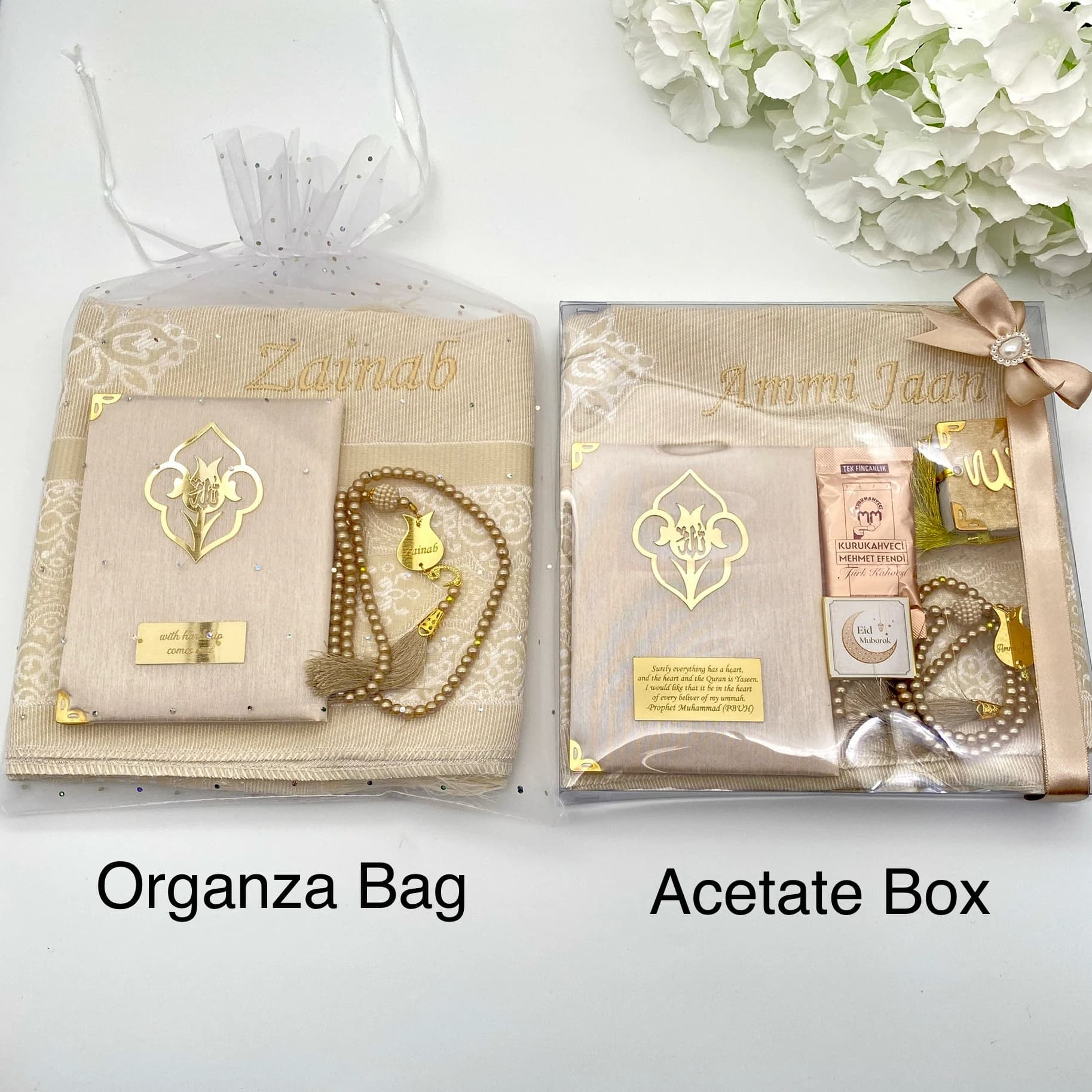 Personalized Prayer Mat, Muslim Gift Set, Umrah Mubarak, Prayer Rug Islam, Yaseen Tasbih Gift, Birthday Gift, Ameen Favors, Hajj, Eid Gifts - image 5