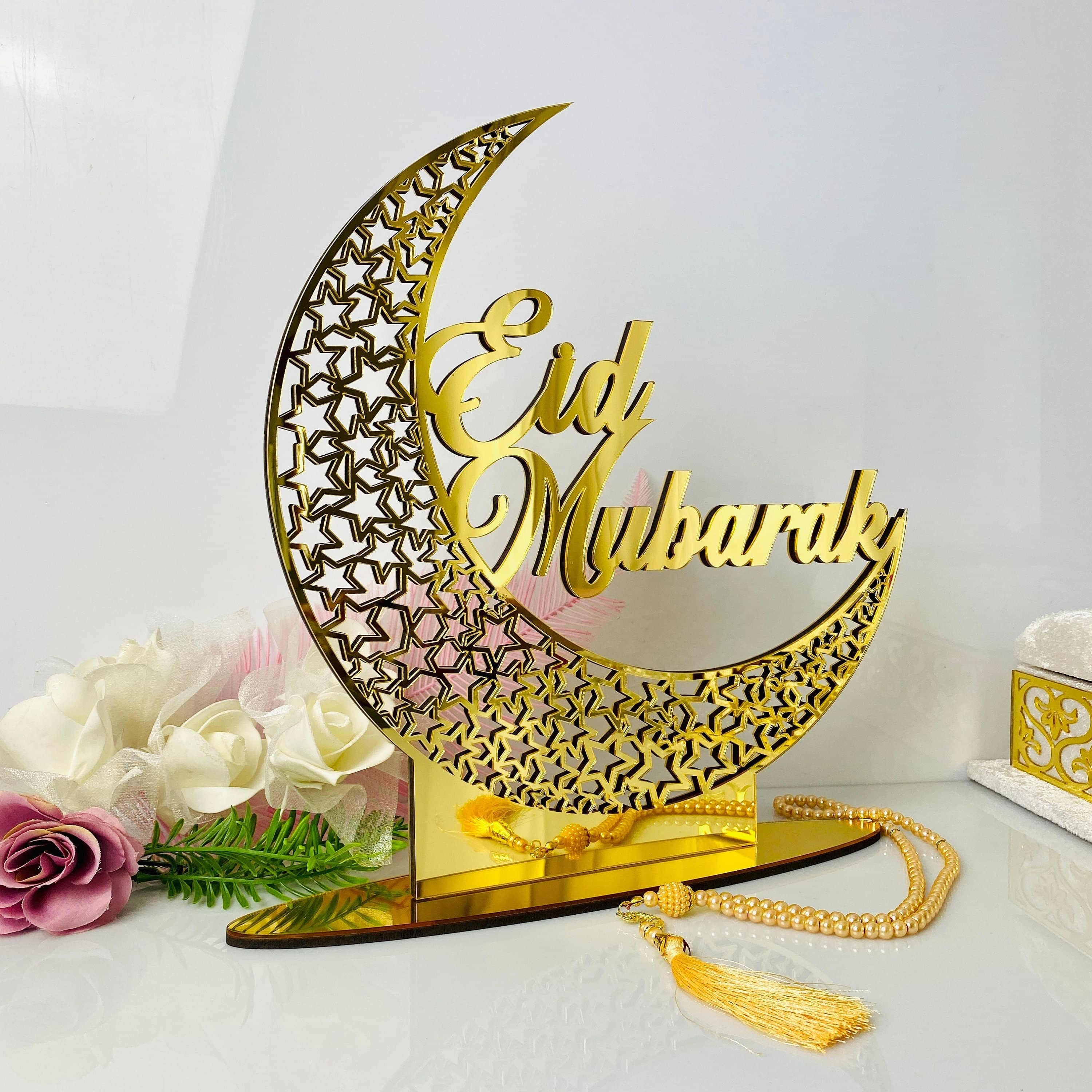 Eid Mubarak Decor, Ramadan Decoration, Eid Gifts, Crescent Moon Decor, Islamic Gift, Islamic Home Art, Ramadan Gift, Islamic Calligraphy