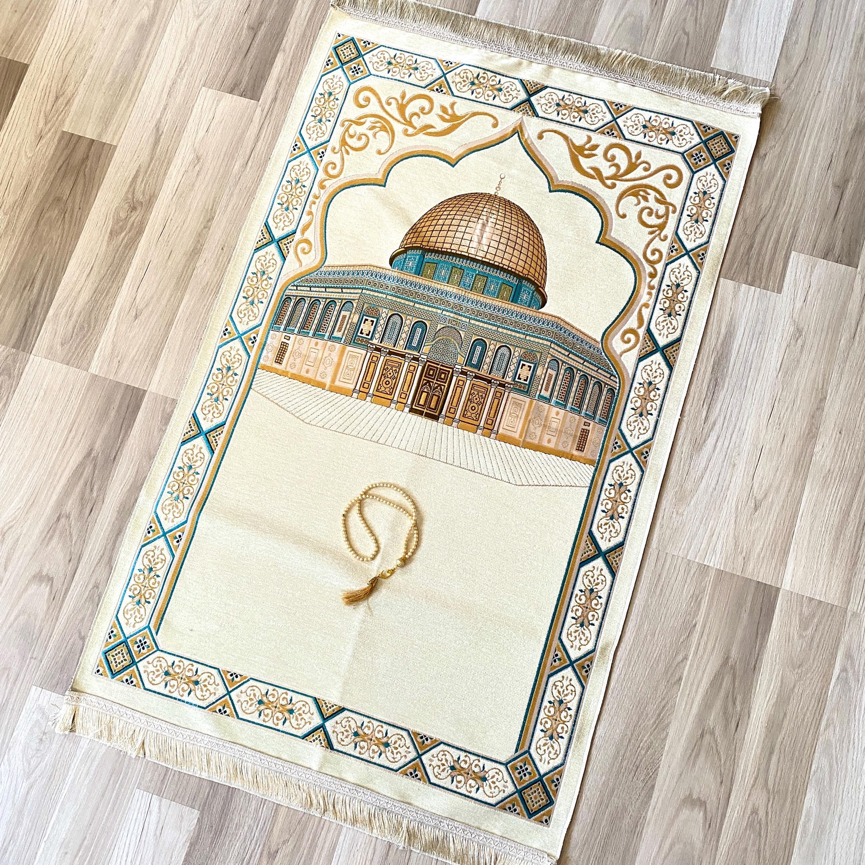 Masjid al Aqsa Prayer Rug: Islamic Gift Set with Tasbih & Mini Quran