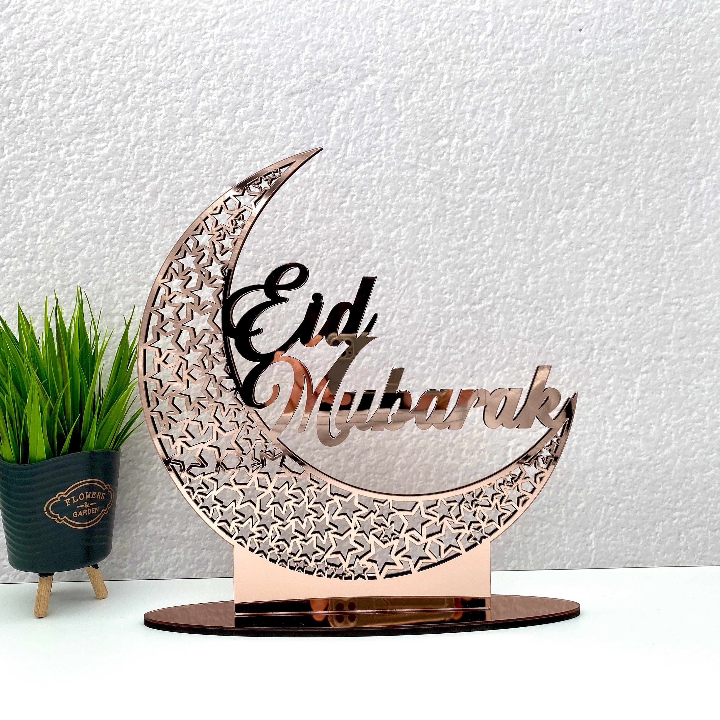 Eid Mubarak Acrylic Crescent Moon Decor: Islamic Gift