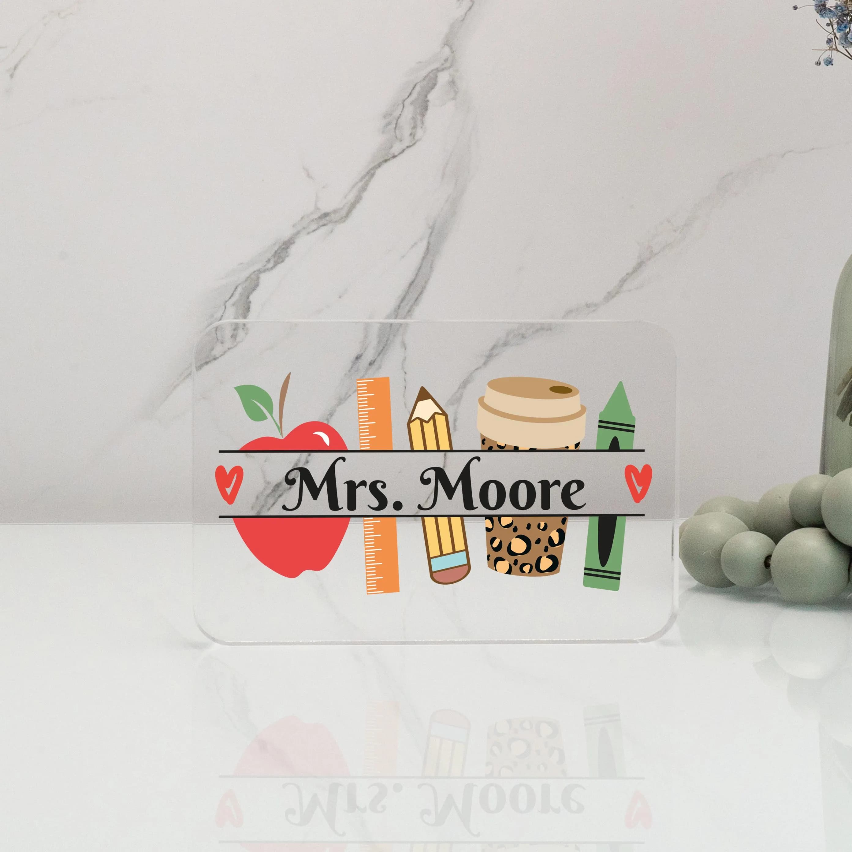 Pre School Teacher Desk Sign, Teacher Gift, Classroom Decor, Teacher Name Plate, Acrylic Name Sign, Custom Teacher Decor, Teachers Day Gift