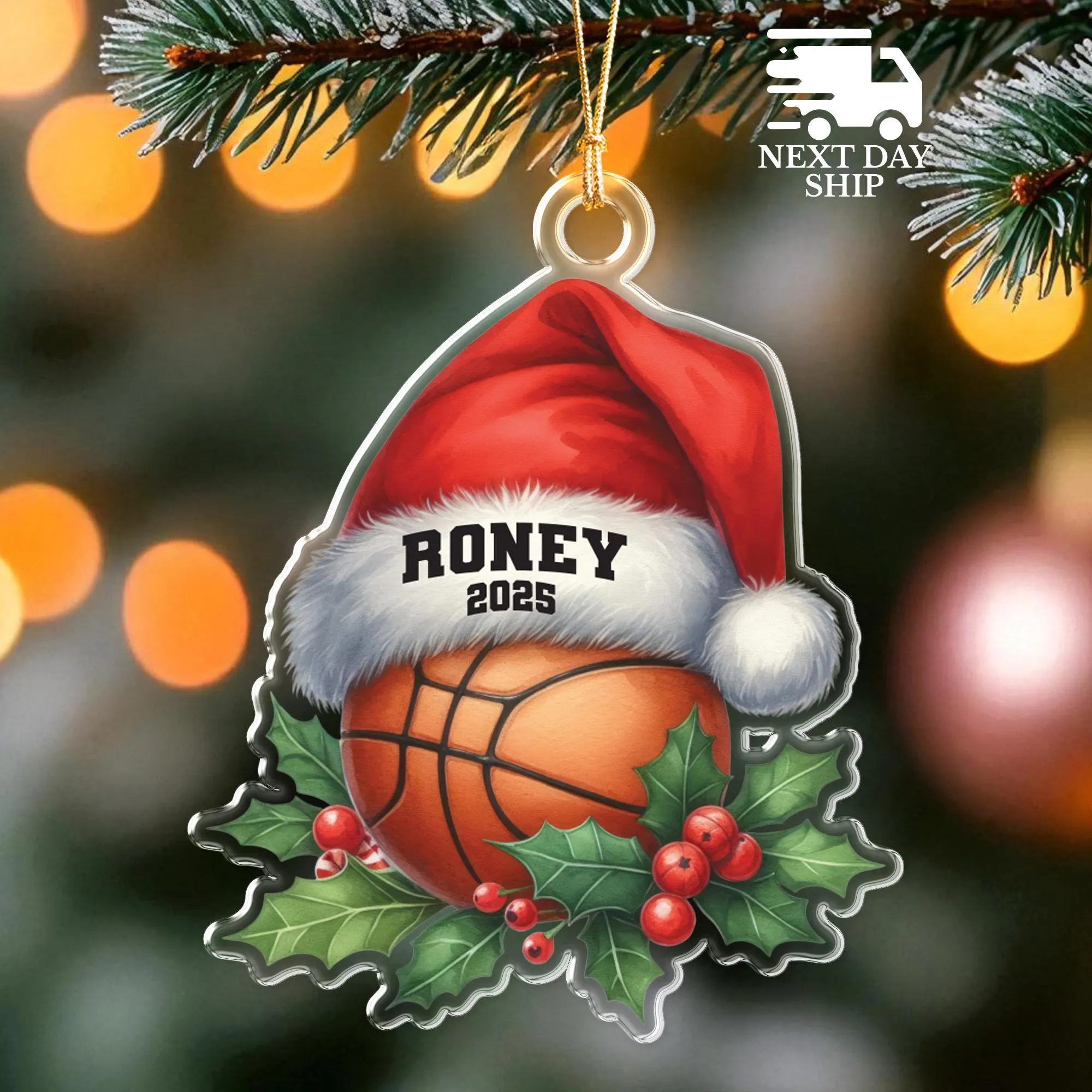 Basketball Christmas Ornament, Basketball Player And Coach Gift, Athlete Holiday Gift, Custom Name Sports Holiday Tree Decoration - image 3