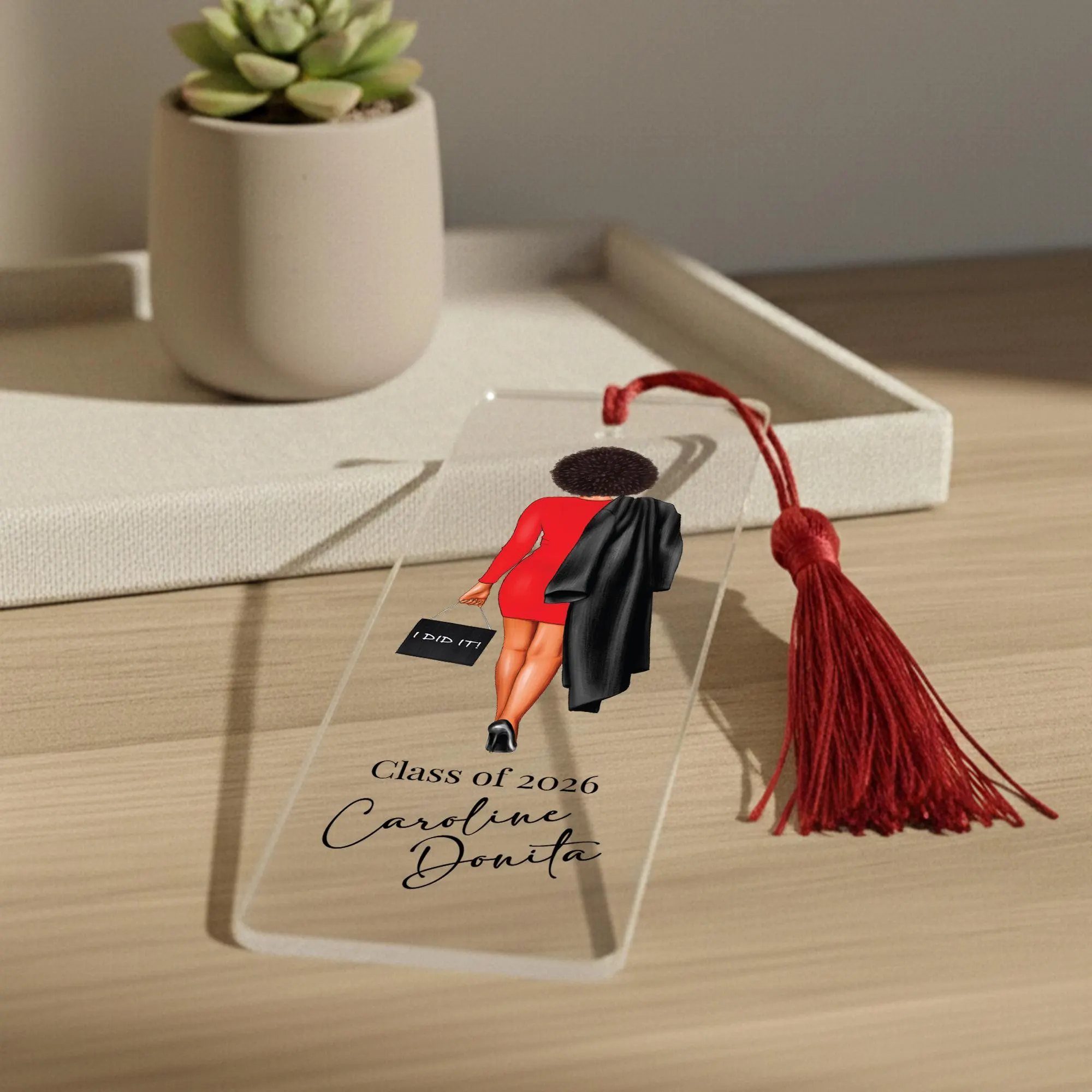 Graduation Cap And Gown Bookend, Custom Acrylic Bookmark, Personalized Graduation Gift For Daughter Or Friend, Class of 2026 Keepsake - image 4