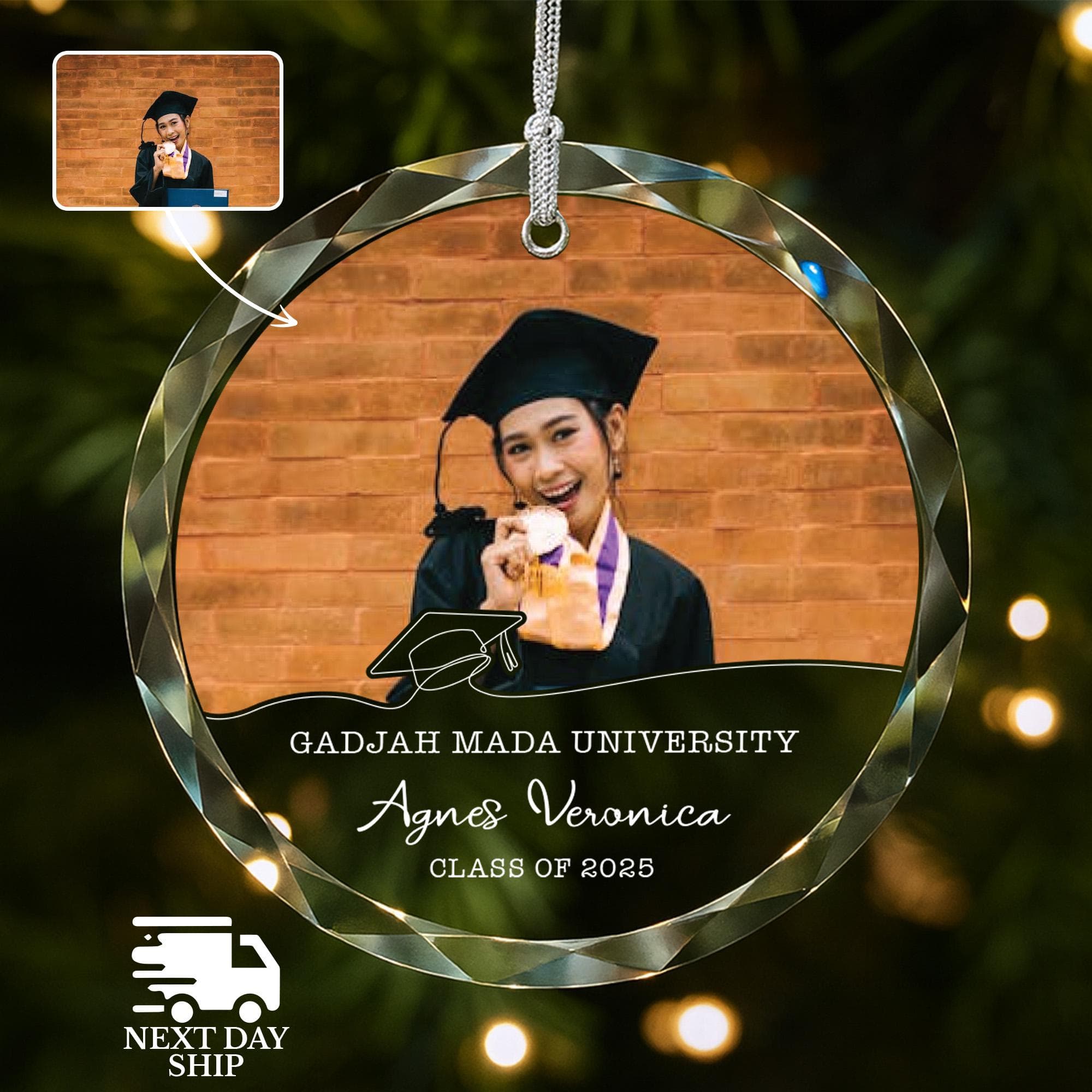 Graduation Photo Ornament, Class of 2026 Picture Keepsake, Personalized University and Student Name Ornament, Senior Graduation Christmas - image 4