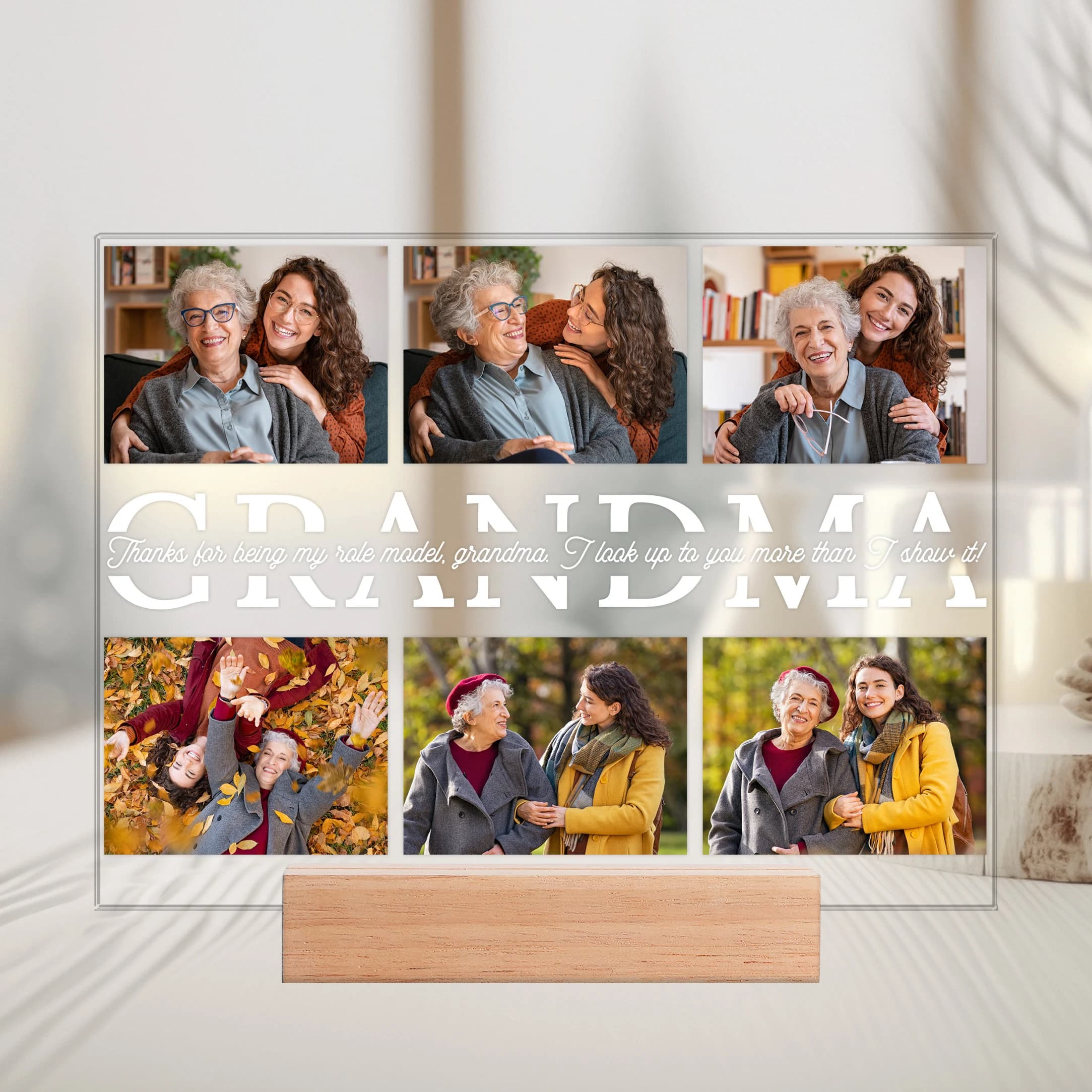 Grandma Picture Display, Gift For Grandma, Custom Picture Collage Plaque, Gift For Mom, Memorial Gift, Birthday Gift, Personalized Text Sign - image 2